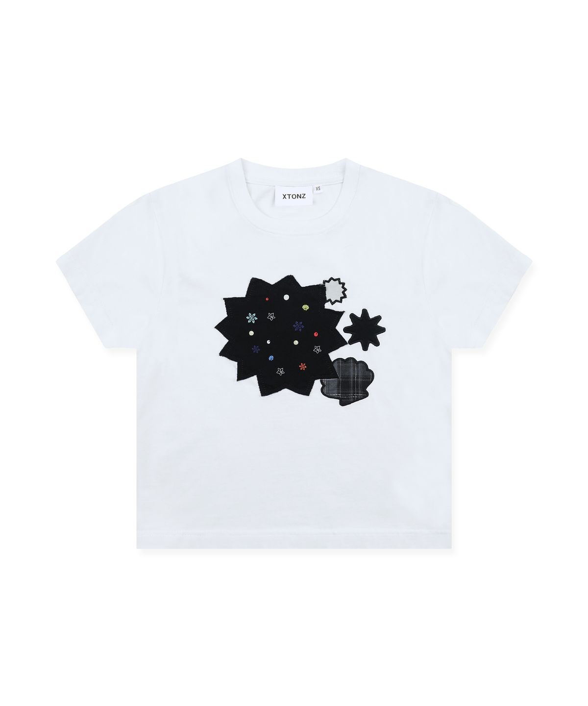 엑스톤즈(XTONZ) XTT164 스프링클 아플리케 티셔츠 (WHITE)