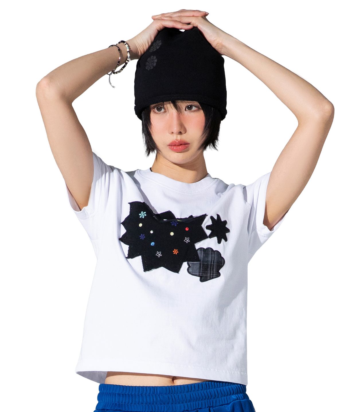 엑스톤즈(XTONZ) XTT164 스프링클 아플리케 티셔츠 (WHITE)