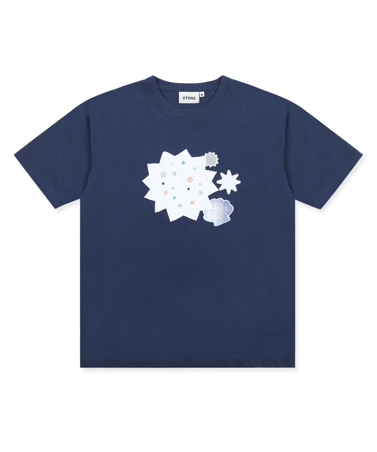 엑스톤즈(XTONZ) XTT164 스프링클 아플리케 티셔츠 (NAVY)