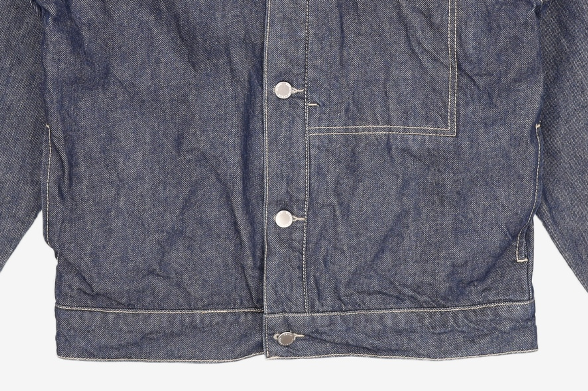 가먼트레이블(GARMENT LABLE) Minimal Trucker Jacket - Deep Blue / Semi Over S