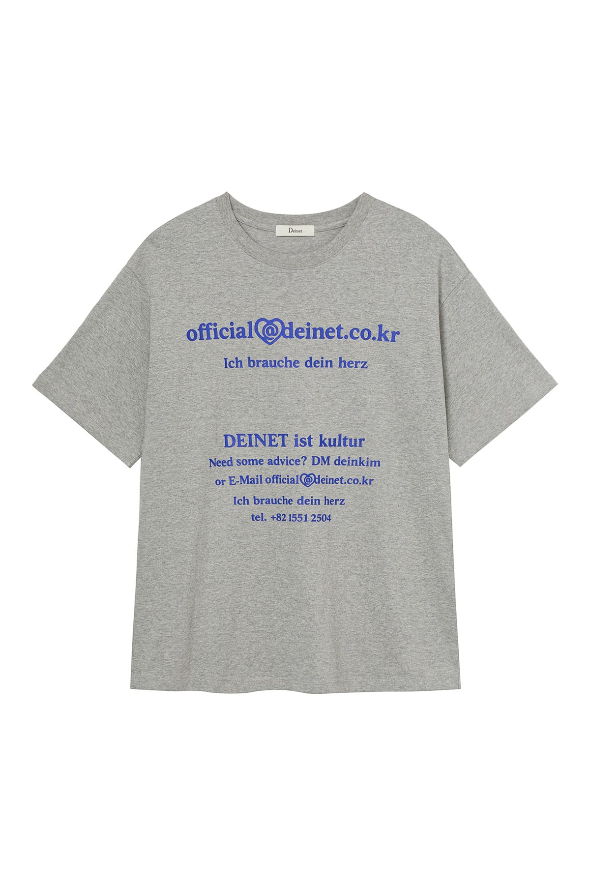 다이닛(DEINET) LETTERING GRAPHIC OVERSIZED T-SHIRT IN MELANGE GREY
