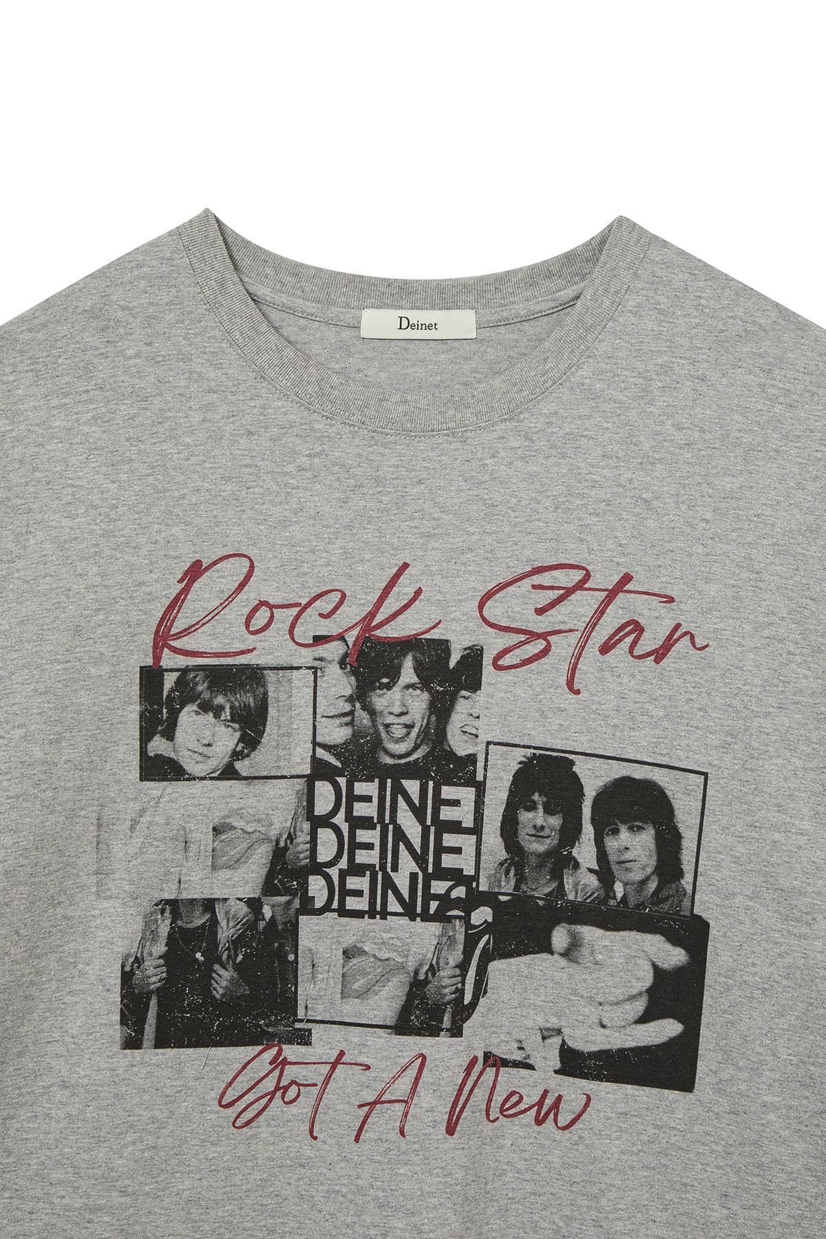 다이닛(DEINET) BAND GRAPHIC T-SHIRT IN MELANGE GREY