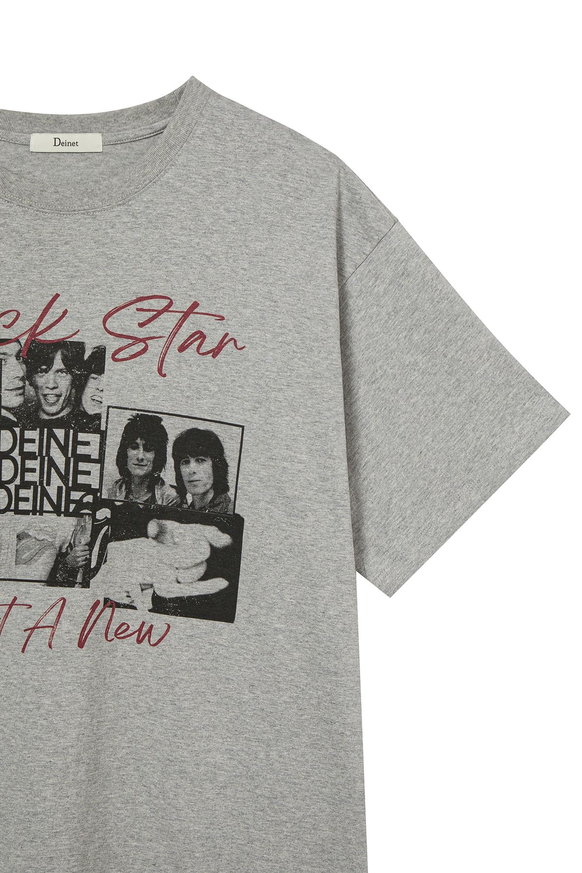 다이닛(DEINET) BAND GRAPHIC T-SHIRT IN MELANGE GREY