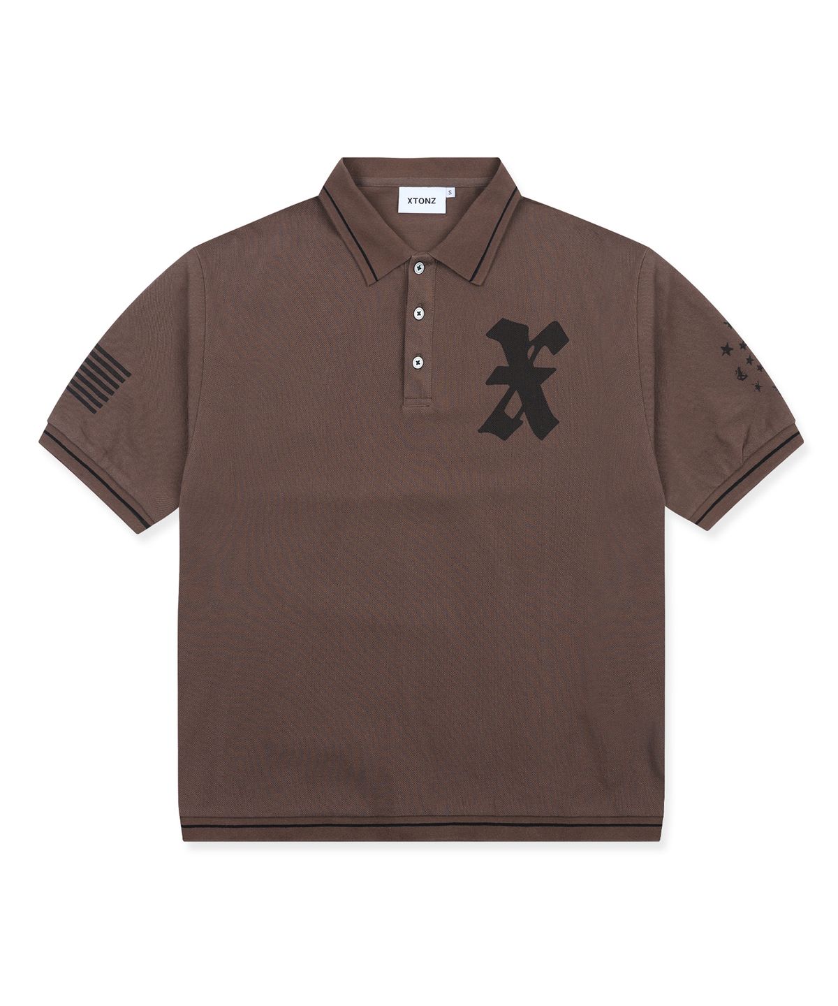 엑스톤즈(XTONZ) XTT161 크레스트 피케 티셔츠 (BROWN)