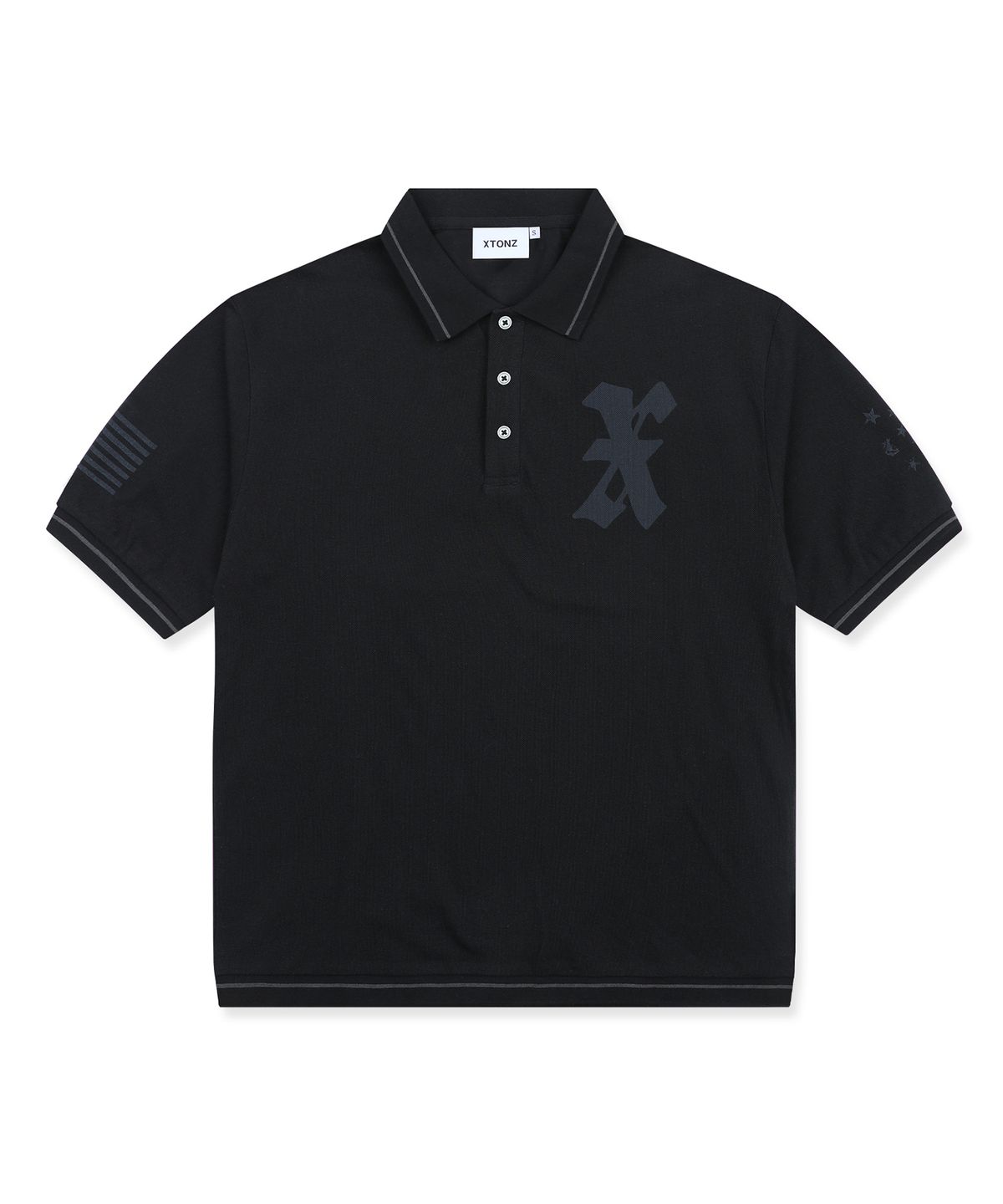 엑스톤즈(XTONZ) XTT161 크레스트 피케 티셔츠 (BLACK)
