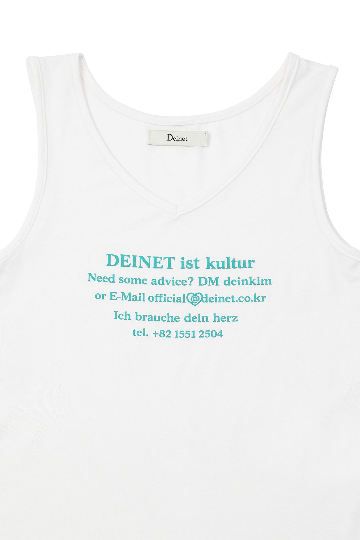 다이닛(DEINET) V-NECK LETTERING SLEEVELESS IN WHITE
