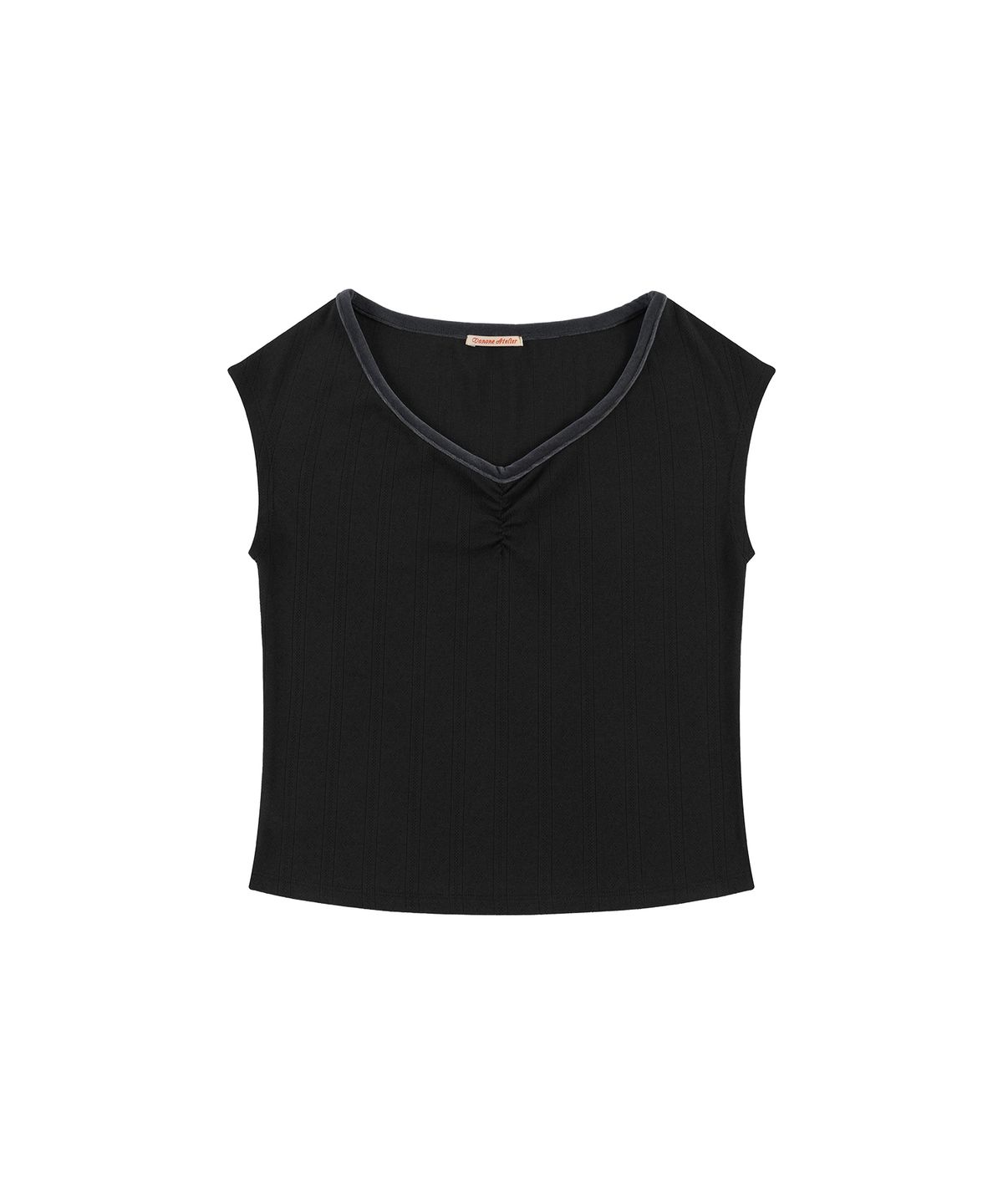 반원 아틀리에(VANONE ATELIER) A3600 브이넥 파이핑 티셔츠_Black