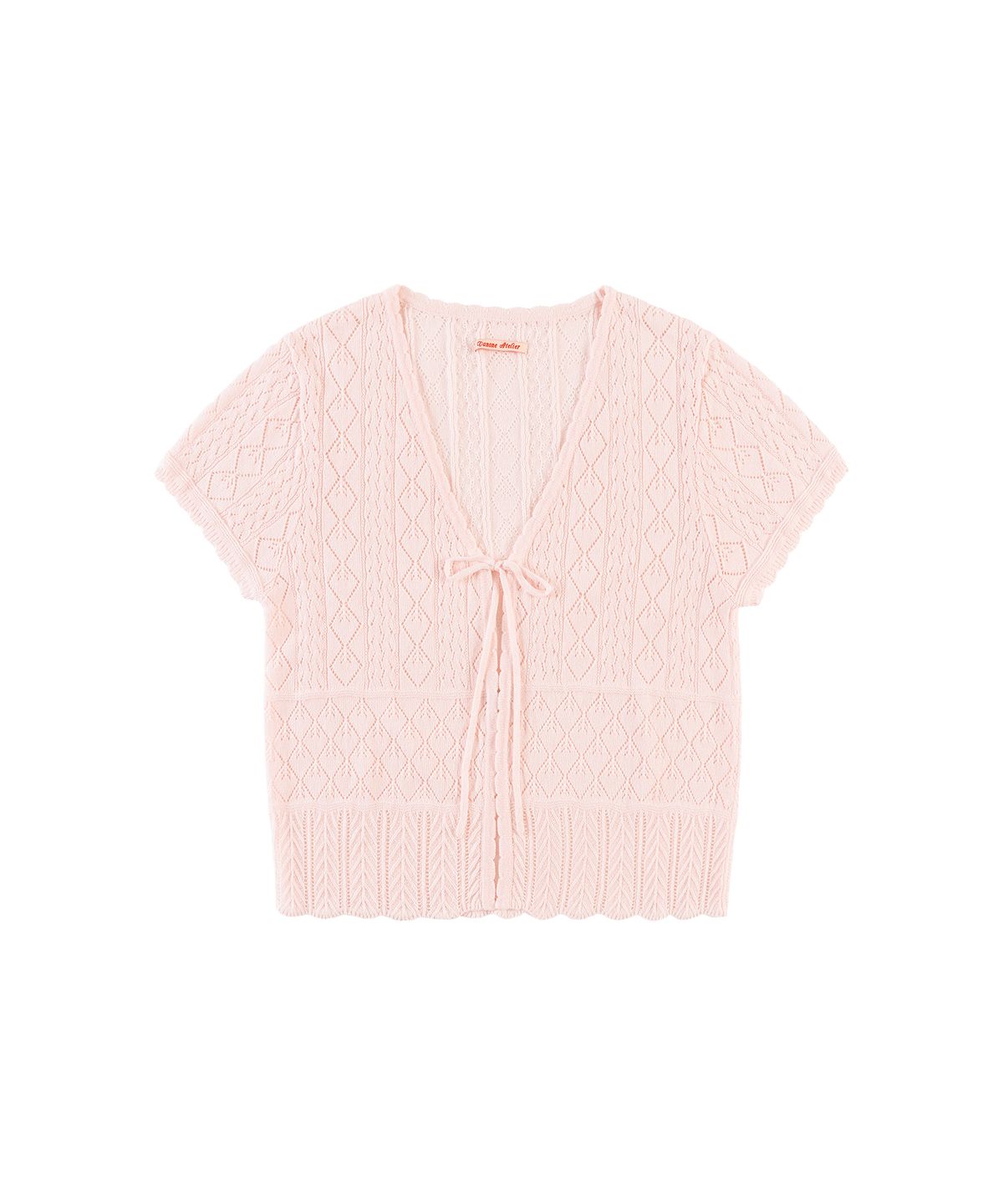 반원 아틀리에(VANONE ATELIER) KN4297 펀칭 볼레로 카디건_Light pink