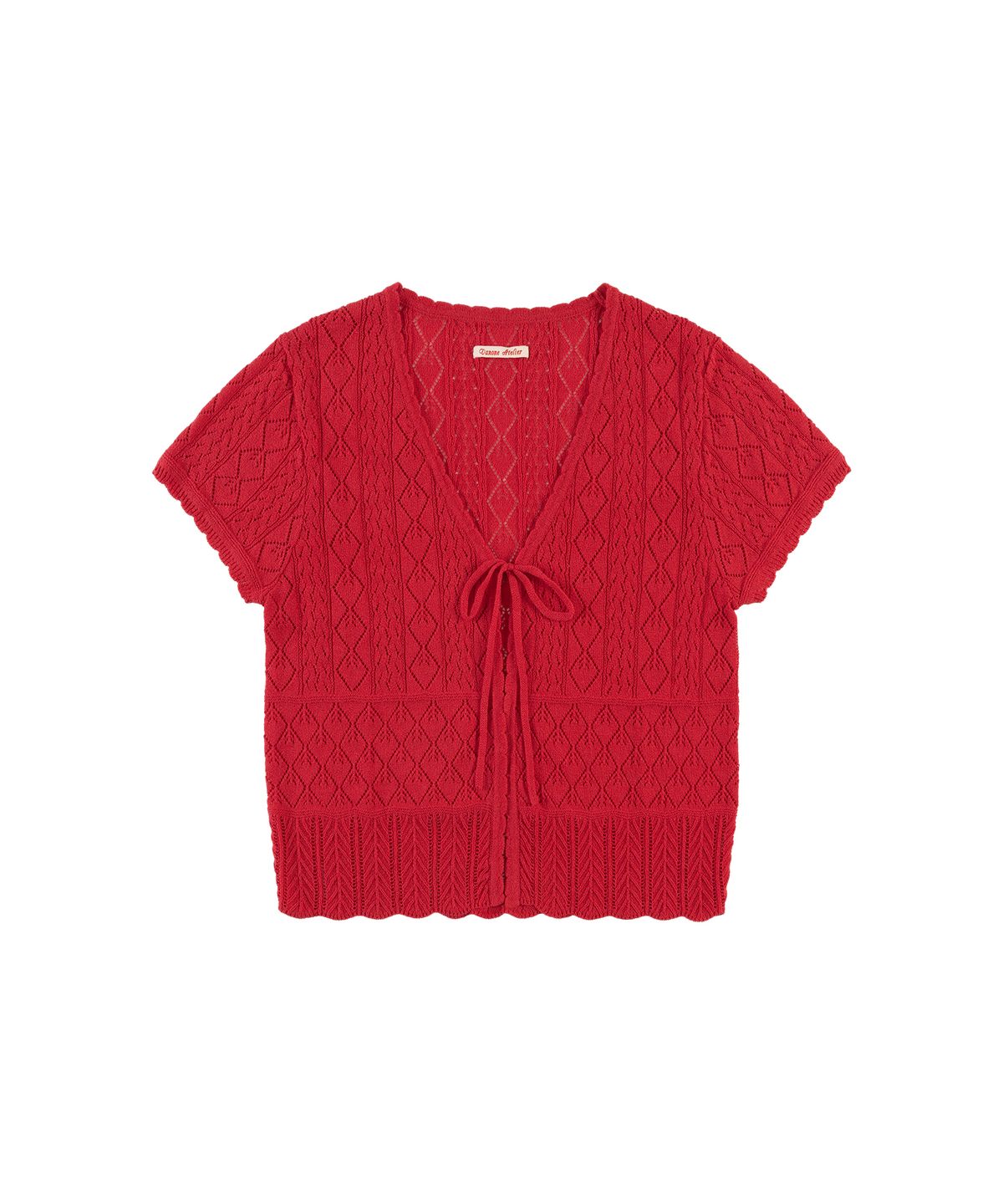 반원 아틀리에(VANONE ATELIER) KN4297 펀칭 볼레로 카디건_Red