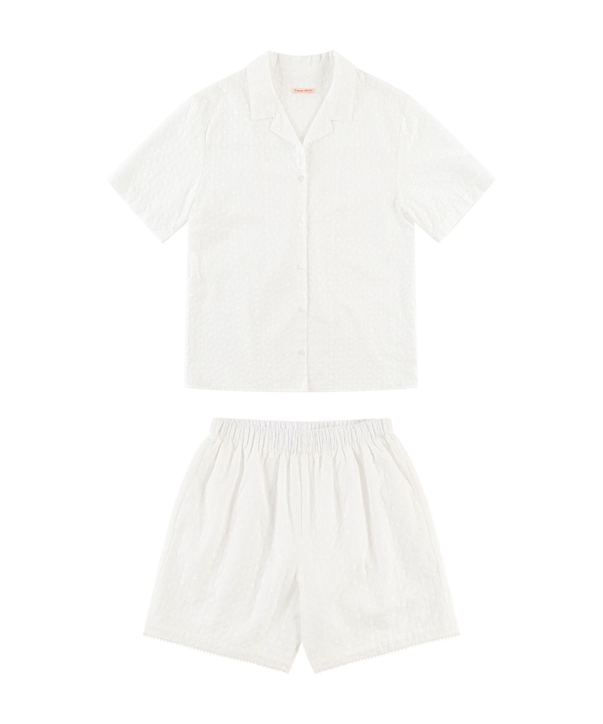 반원 아틀리에(VANONE ATELIER) [세트] 플라워 엠브로이더리 셋업_White