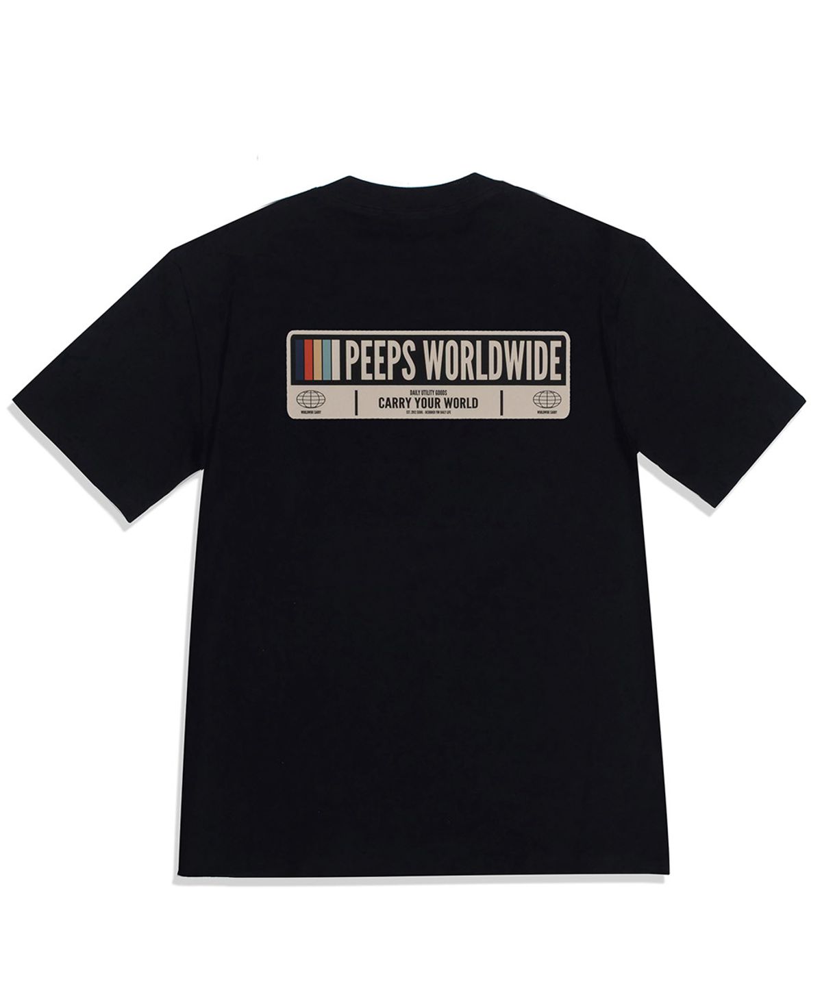 핍스(PEEPS) Worldwide Label SS Tee (BLACK/WHITE) 오버핏 반팔티