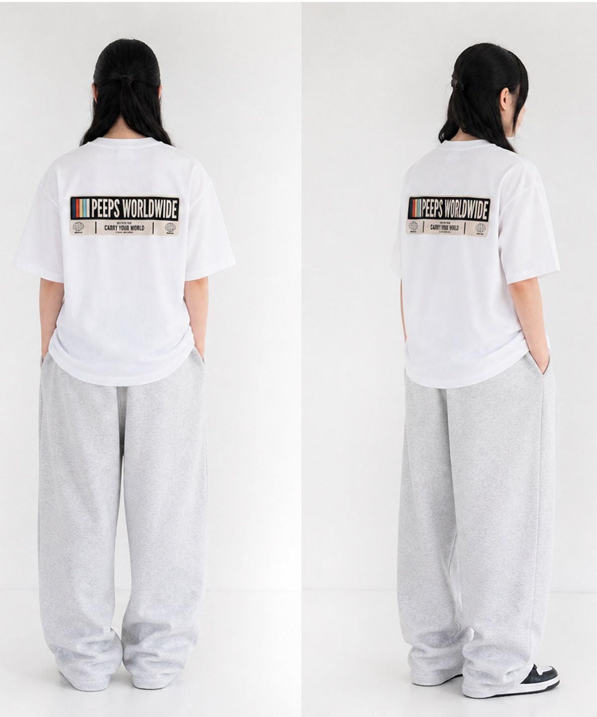 핍스(PEEPS) Worldwide Label SS Tee (BLACK/WHITE) 오버핏 반팔티