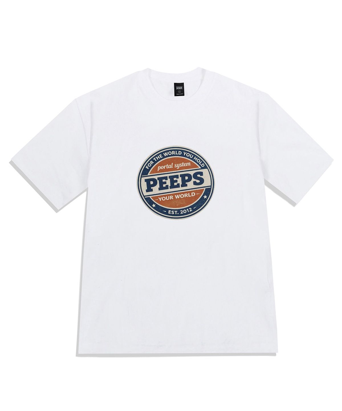 핍스(PEEPS) System Badge SS Tee (BLACK/WHITE) 오버핏 반팔티