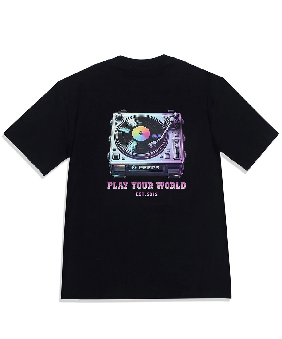 핍스(PEEPS) Cyberpunk Turntable SS Tee (BLACK/WHITE) 오버핏 반팔티