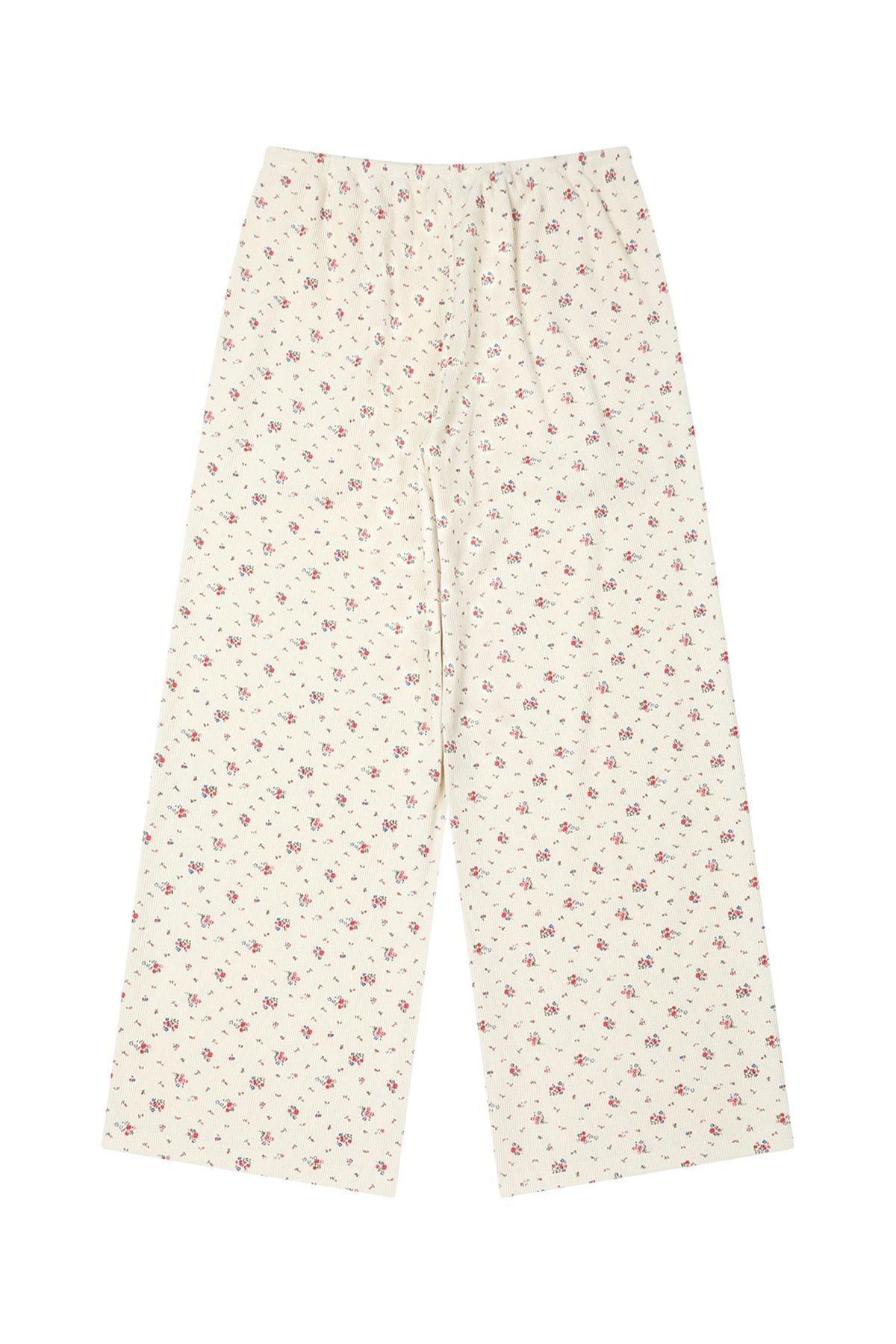 다이닛(DEINET) SOFT WAFFLE FLOWER JERSEY PANTS IN IVORY