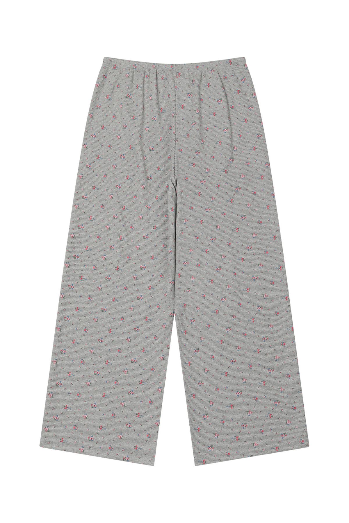 다이닛(DEINET) SOFT WAFFLE FLOWER JERSEY PANTS IN MELANGE GREY