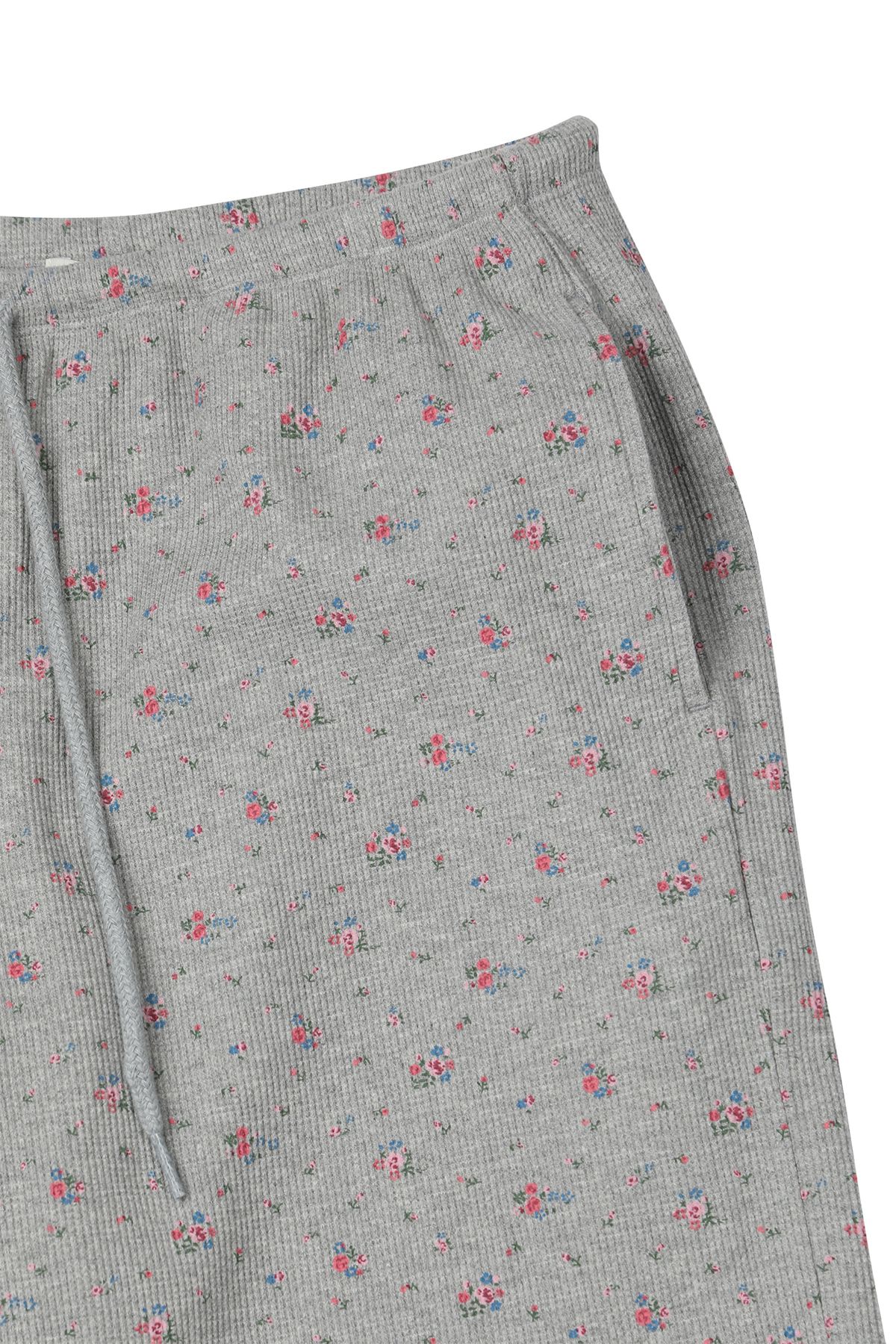 다이닛(DEINET) SOFT WAFFLE FLOWER JERSEY PANTS IN MELANGE GREY