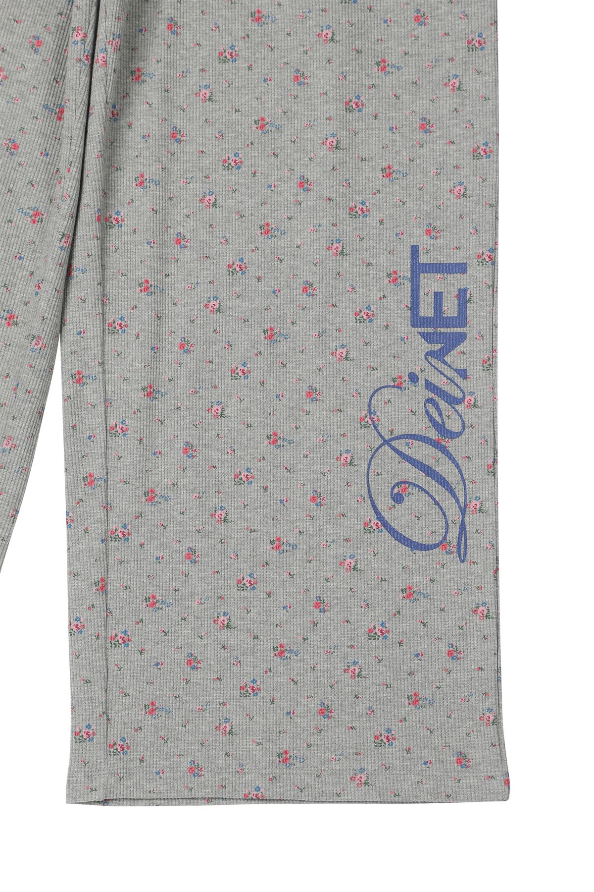 다이닛(DEINET) SOFT WAFFLE FLOWER JERSEY PANTS IN MELANGE GREY