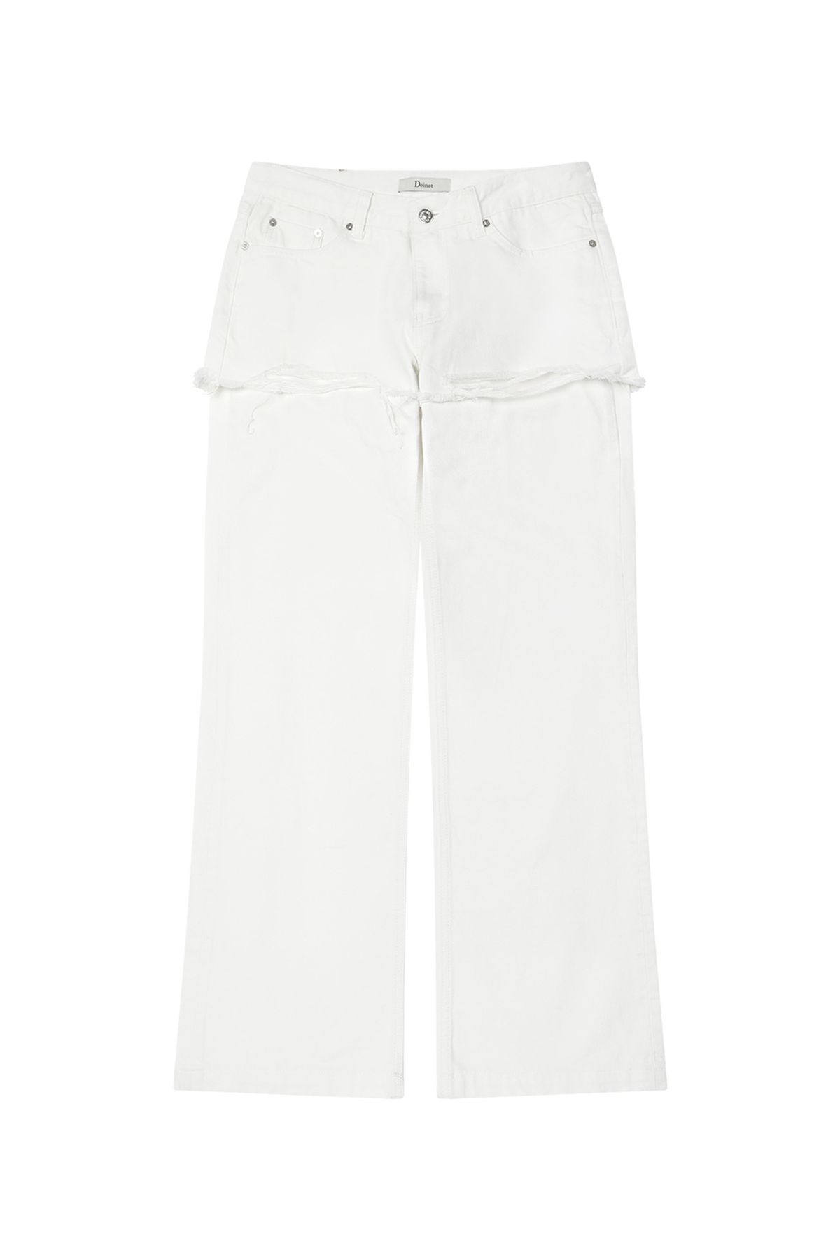다이닛(DEINET) LAYERED SEMI BOOTSCUT DENIM PANTS IN WHITE