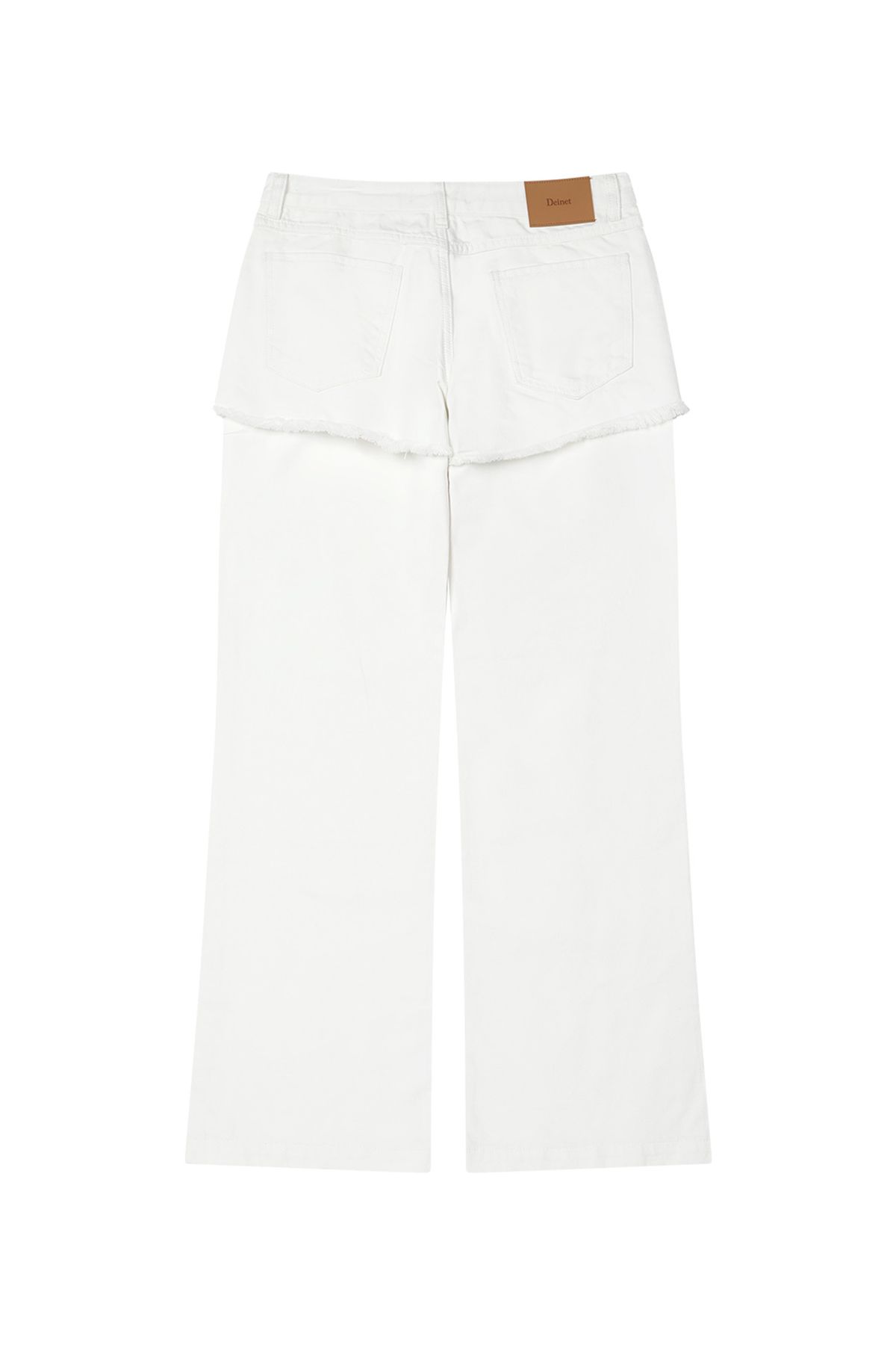 다이닛(DEINET) LAYERED SEMI BOOTSCUT DENIM PANTS IN WHITE