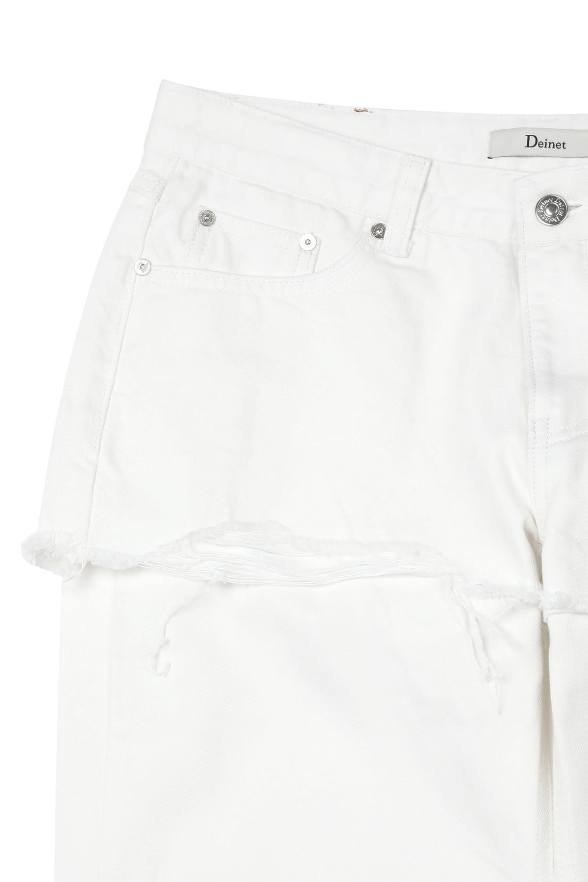 다이닛(DEINET) LAYERED SEMI BOOTSCUT DENIM PANTS IN WHITE