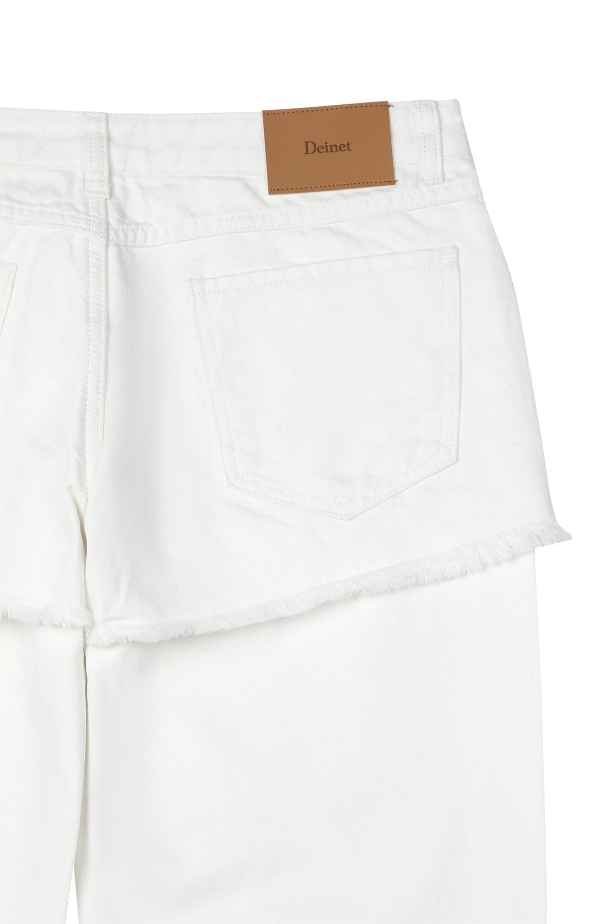 다이닛(DEINET) LAYERED SEMI BOOTSCUT DENIM PANTS IN WHITE