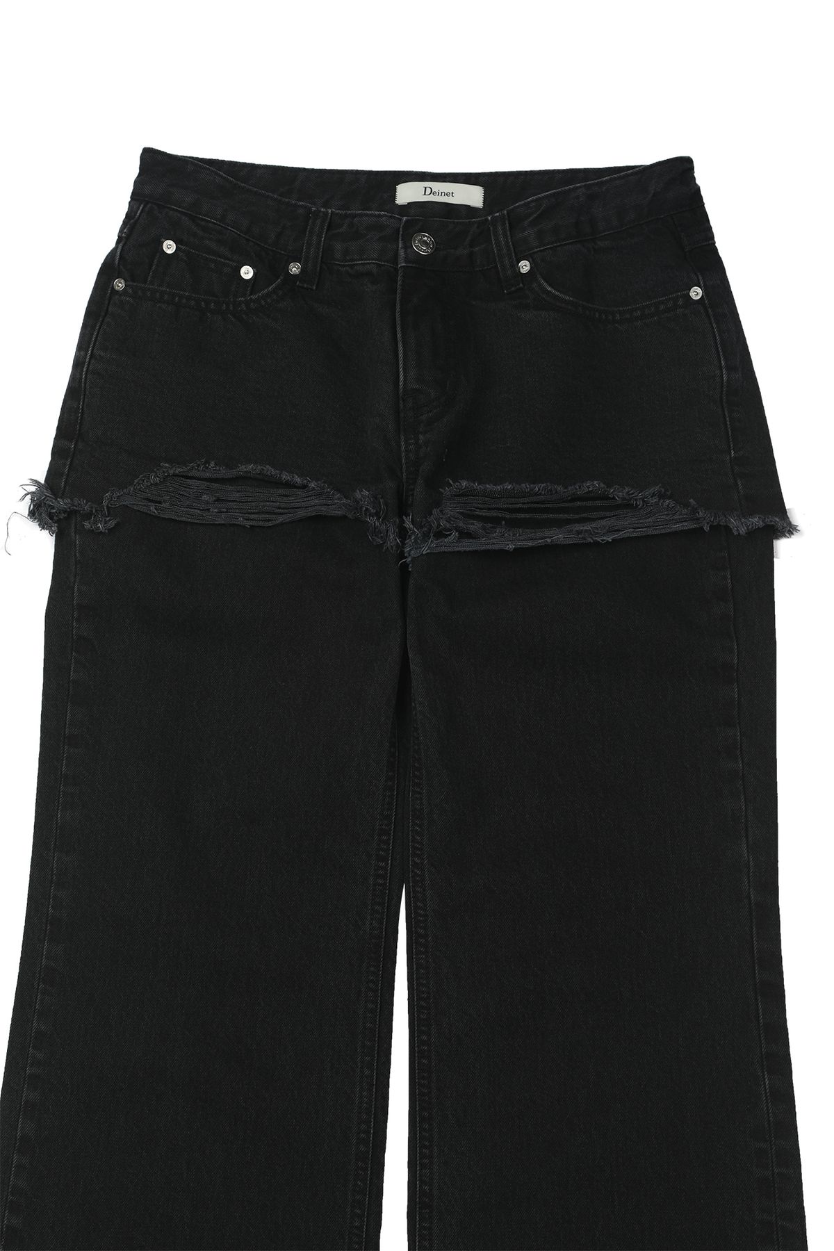 다이닛(DEINET) LAYERED SEMI BOOTSCUT DENIM PANTS IN BLACK
