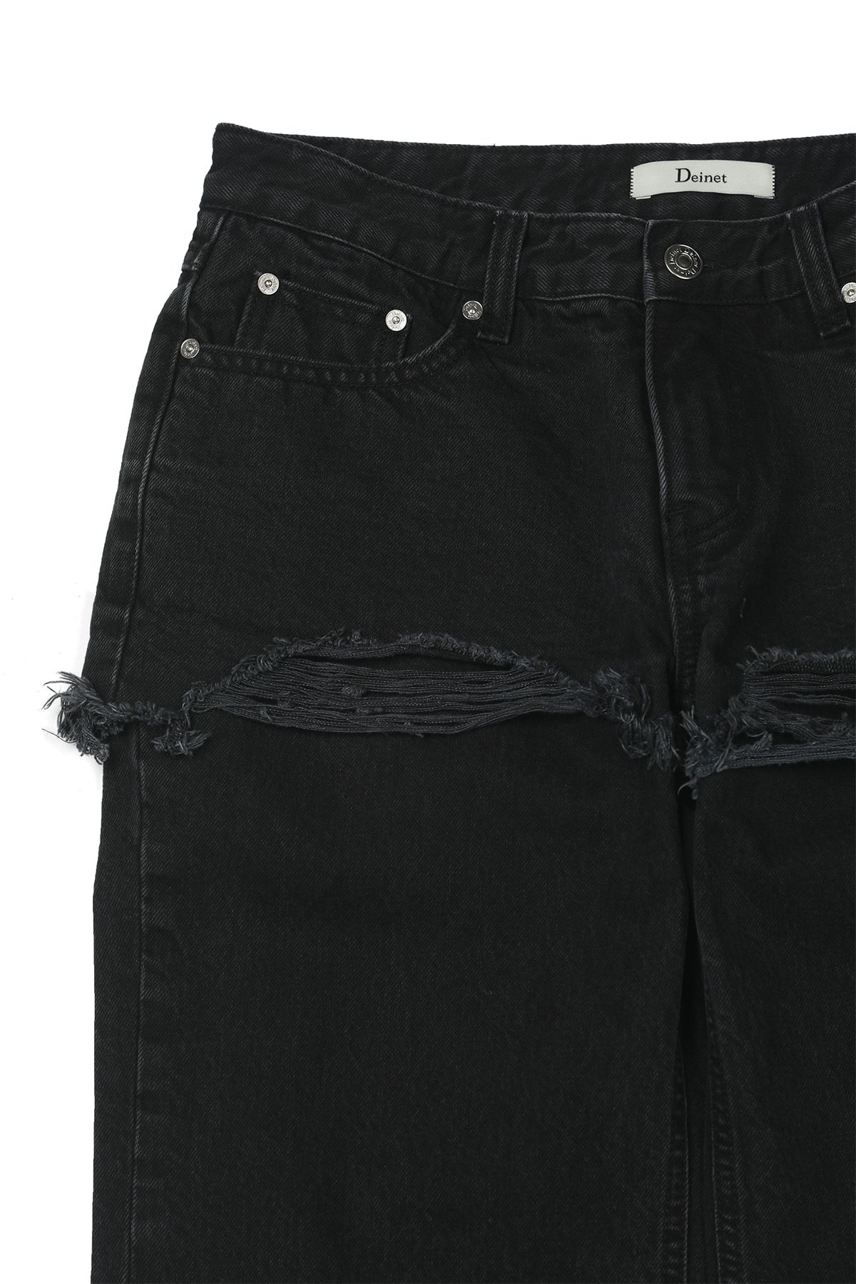 다이닛(DEINET) LAYERED SEMI BOOTSCUT DENIM PANTS IN BLACK