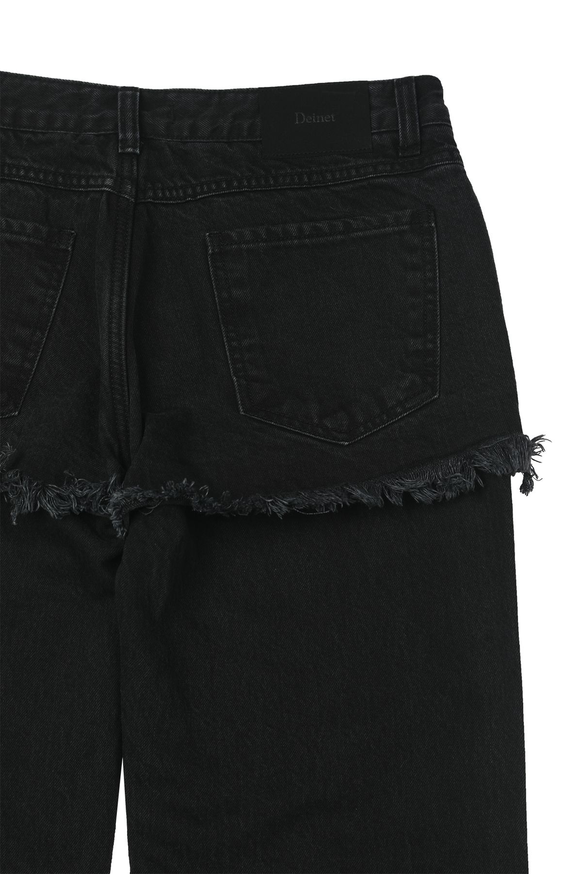 다이닛(DEINET) LAYERED SEMI BOOTSCUT DENIM PANTS IN BLACK