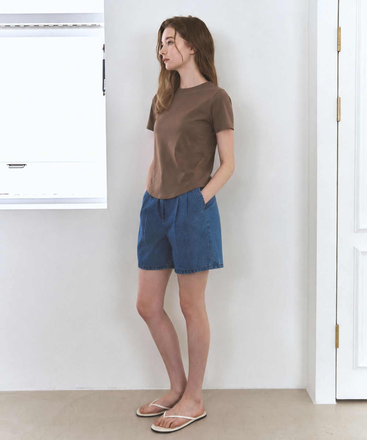 드로우핏 우먼(DRAWFIT WOMEN) 수피마 실켓 슬림 반팔 티셔츠 [WHITE]