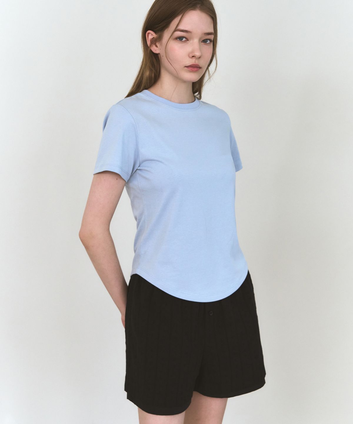 드로우핏 우먼(DRAWFIT WOMEN) 수피마 실켓 슬림 반팔 티셔츠 [CREAM]