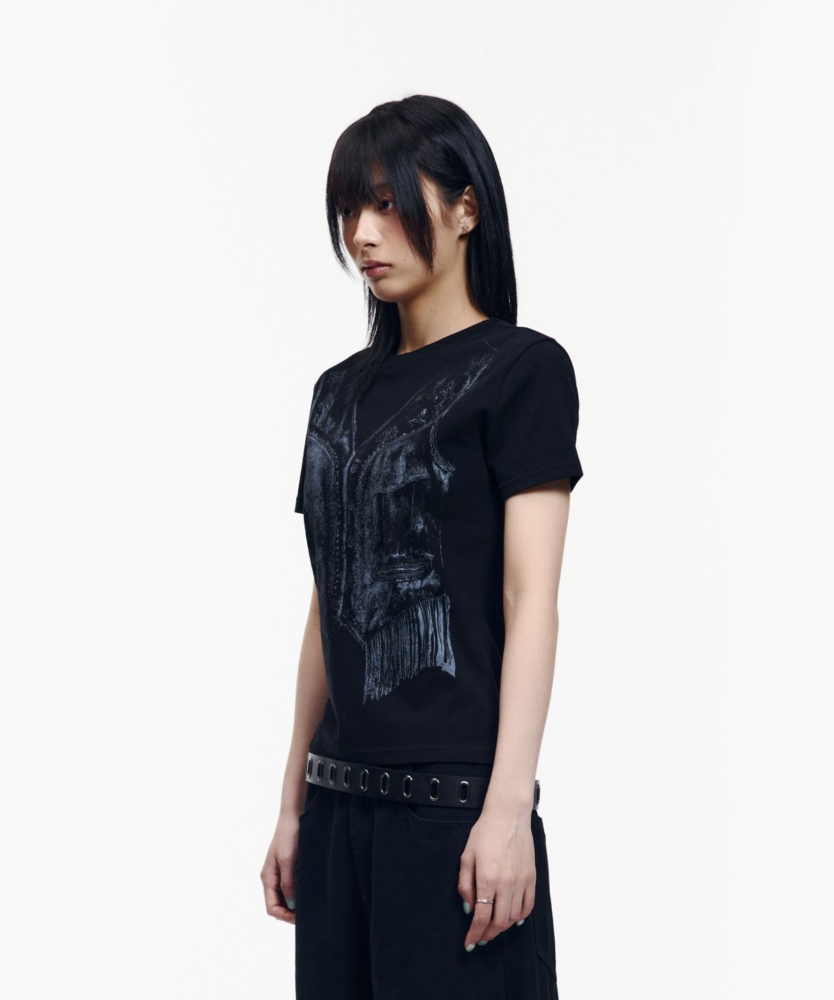 아캄(AAKAM) Western Vest Half Top (Black)