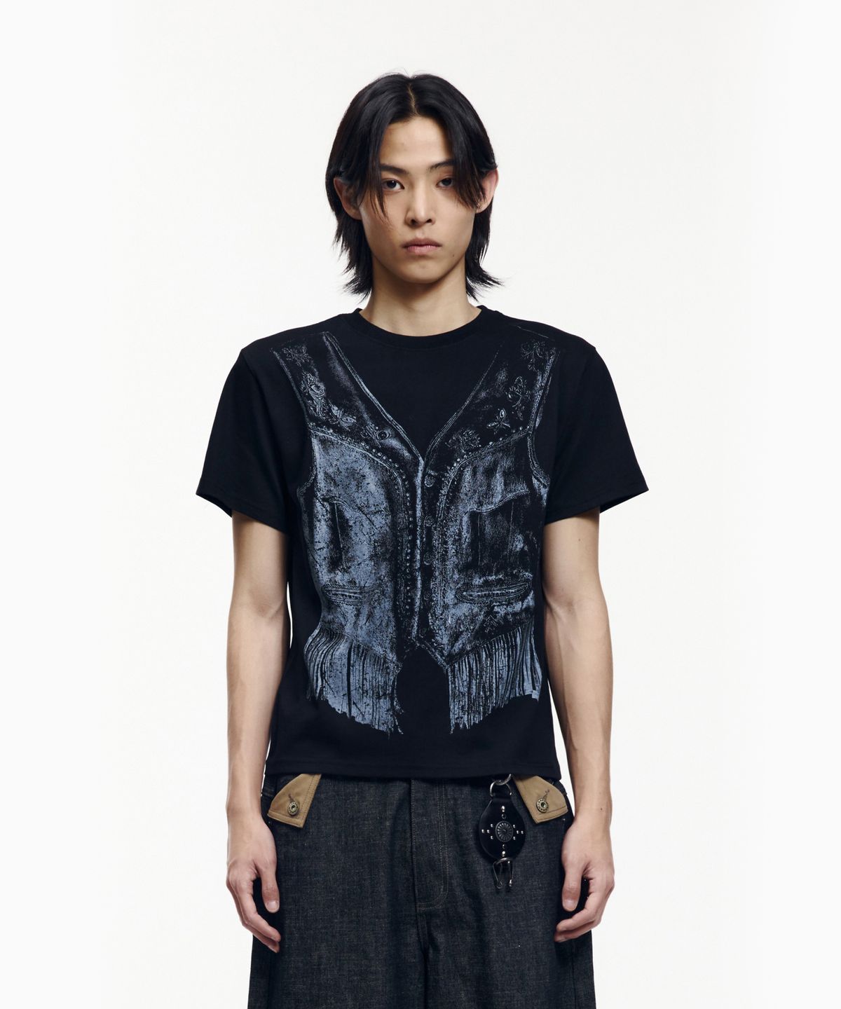 아캄(AAKAM) Western Vest Half Top (Black)