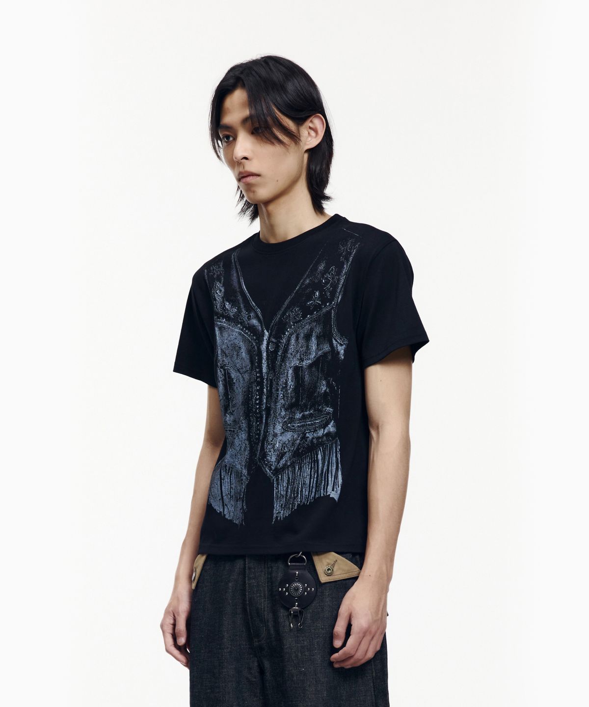 아캄(AAKAM) Western Vest Half Top (Black)
