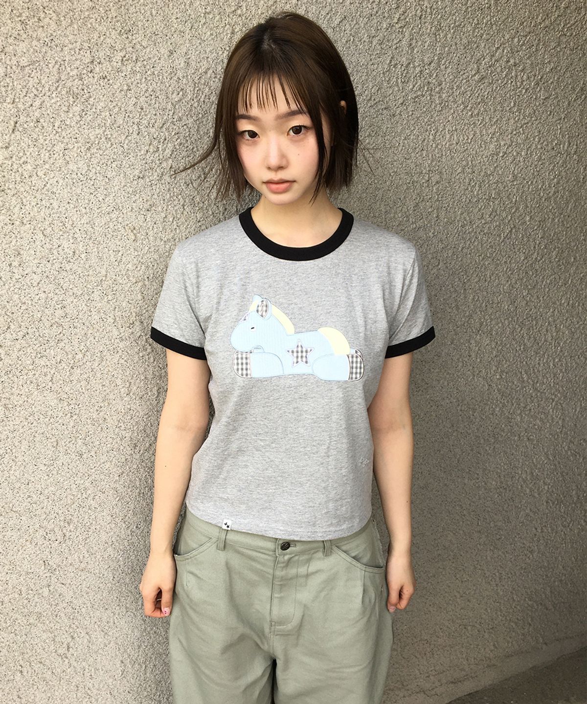 카비시(CAVISH) STAR PONY APPLIQUE SS TEE GREY(CV2GMFT520A)