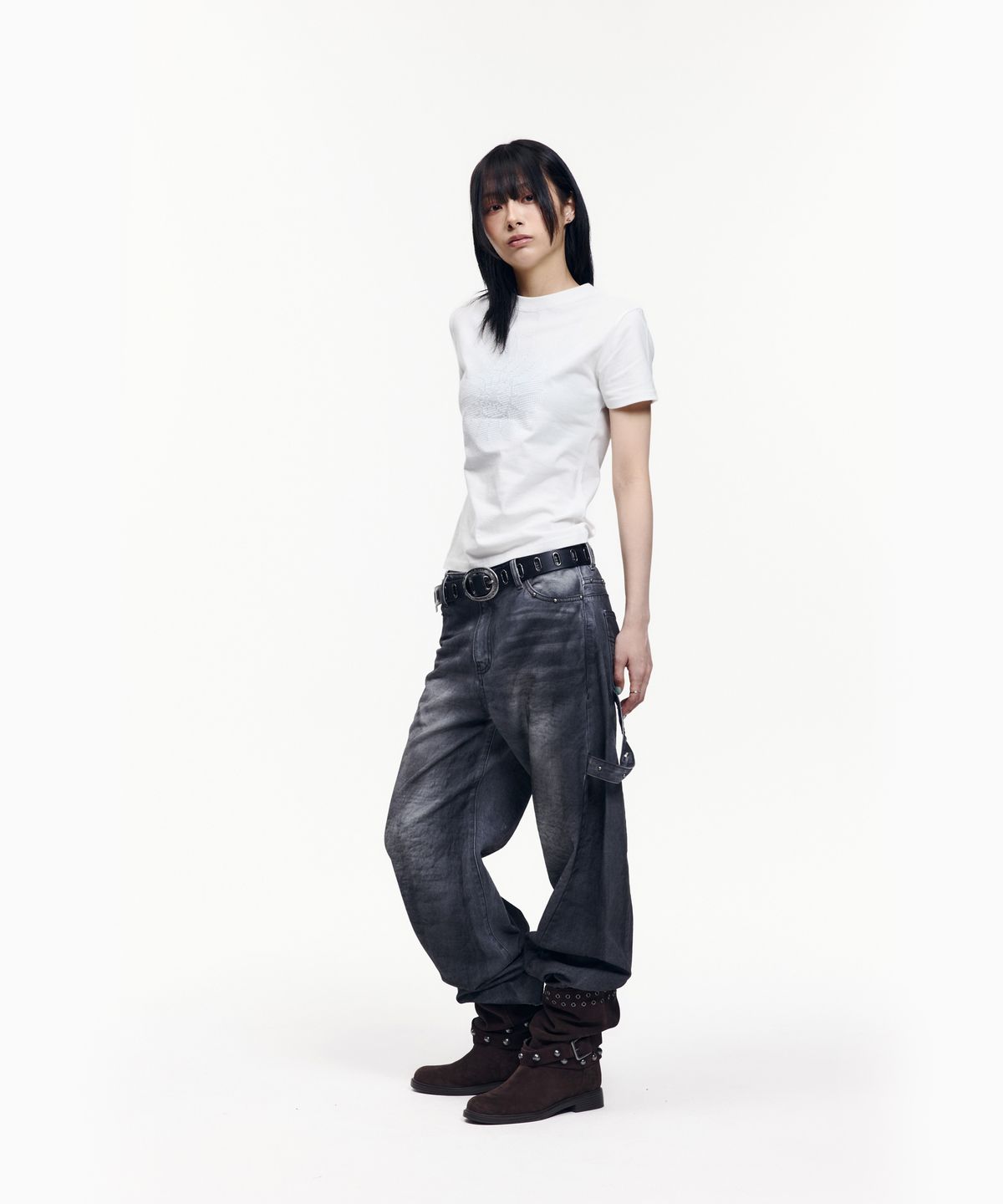 아캄(AAKAM) All Over Eyelet Belt (Black)