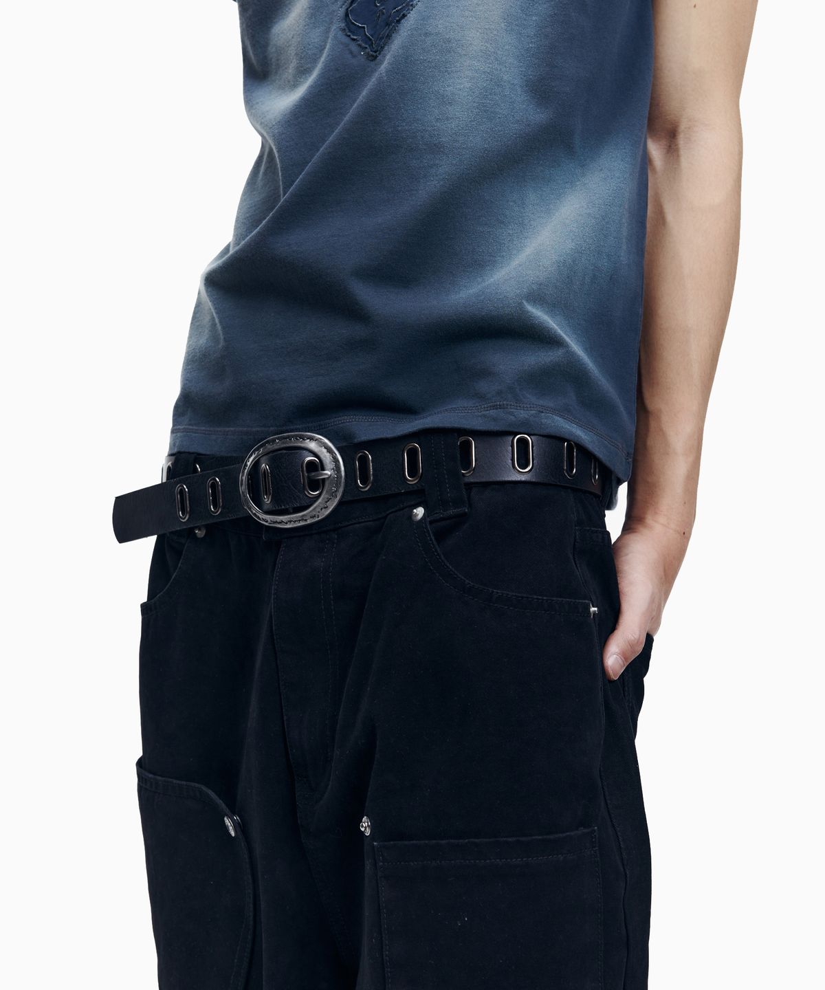 아캄(AAKAM) All Over Eyelet Belt (Black)