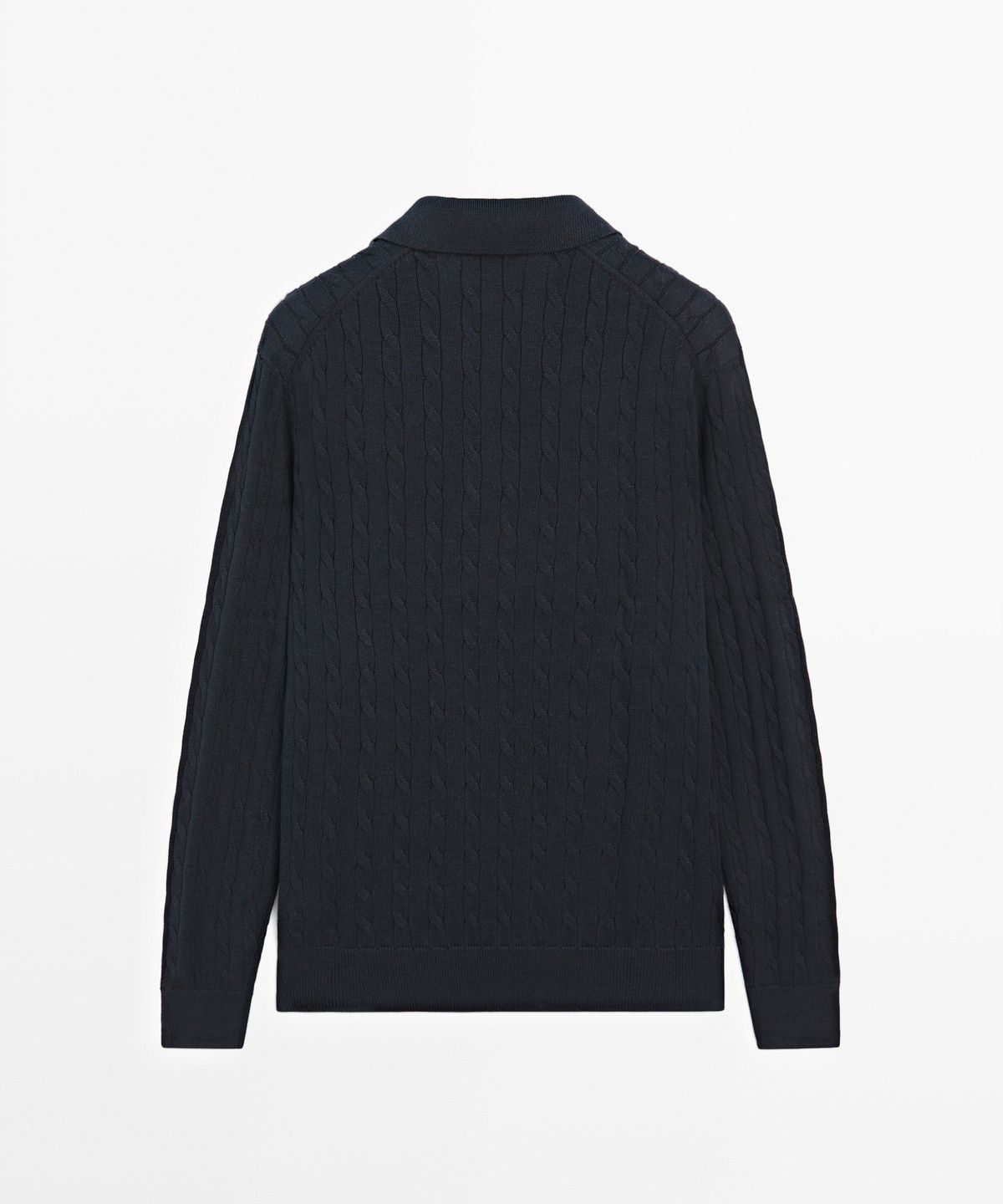 마시모두띠(MASSIMO DUTTI) 100% 코튼 케이블 니트 폴로 스웨터