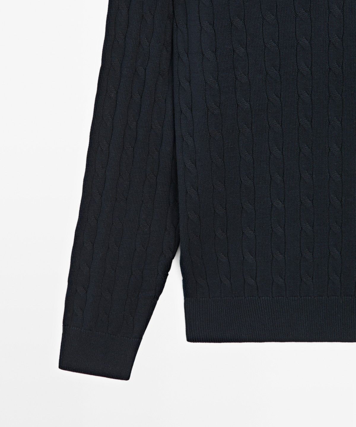 마시모두띠(MASSIMO DUTTI) 100% 코튼 케이블 니트 폴로 스웨터
