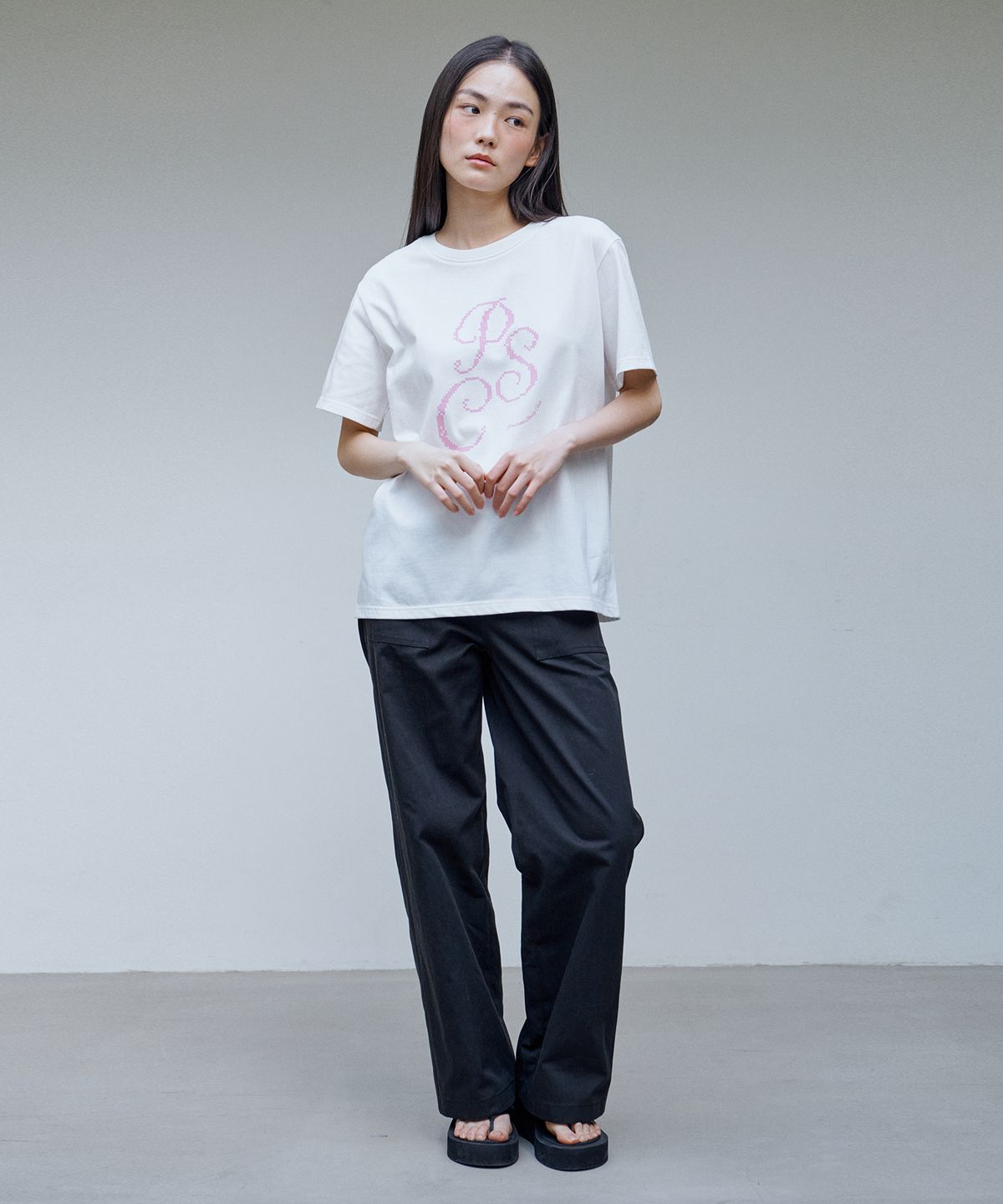 아위(AHWE) 데일리 루즈핏 프린트 티셔츠_화이트
