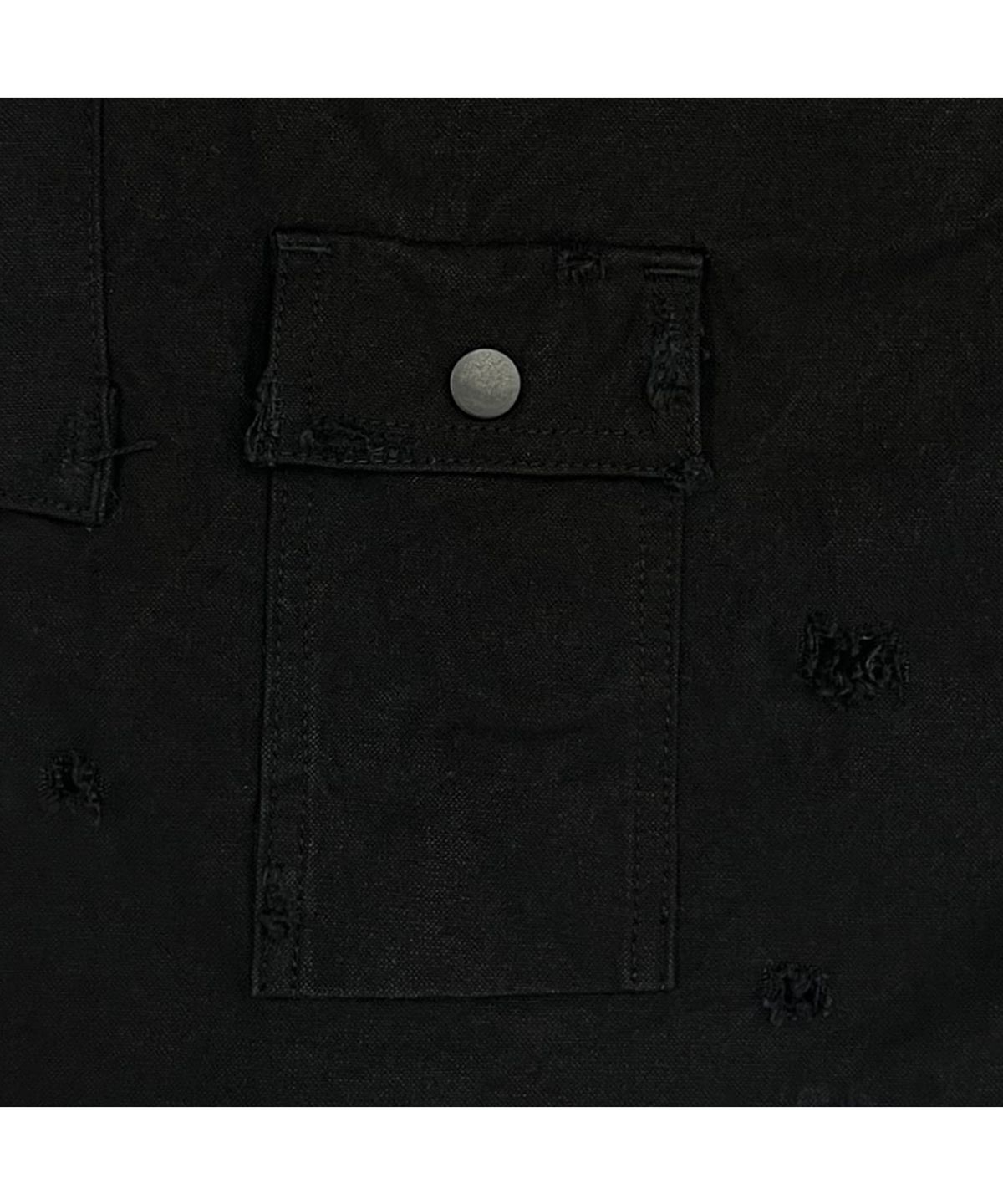 마이너스(MINUS) Heavy Cargo Short With Damaged(AGED CANVAS) - BLACK