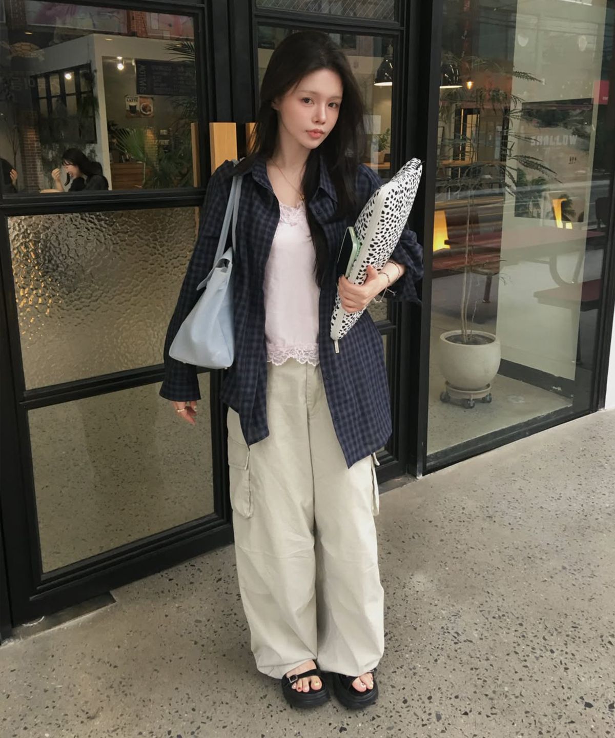 시스에이(SIS A) 오버사이즈 베일리 체크 셔츠 [navy]