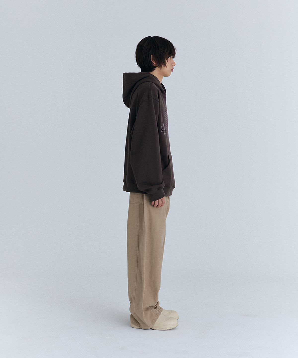 큐로랩(QUROLAB) SUN APPLIQUE SWEAT HOODIE(BROWN)