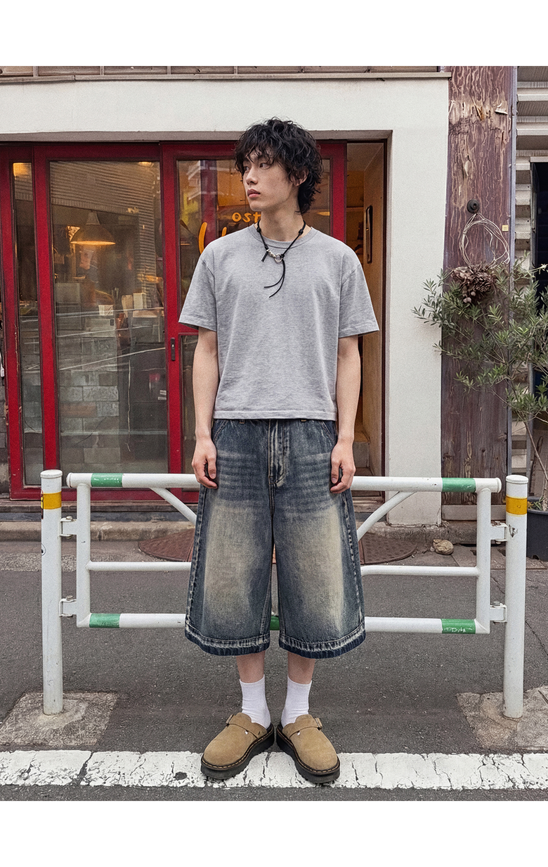 MUSINSA公式 | ANOLORCODE ハイプハーフデニムパンツ（ブルー）
