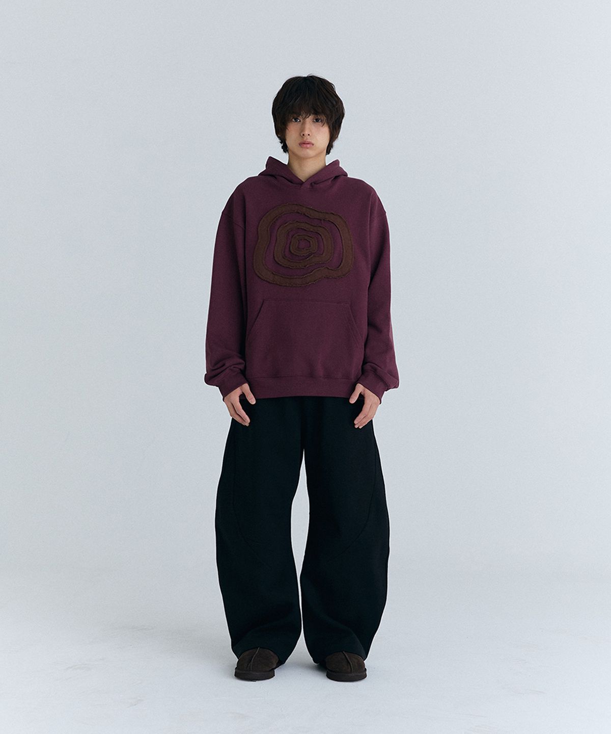 큐로랩(QUROLAB) CLOUD APPLIQUE SWEAT HOODIE(WINE)