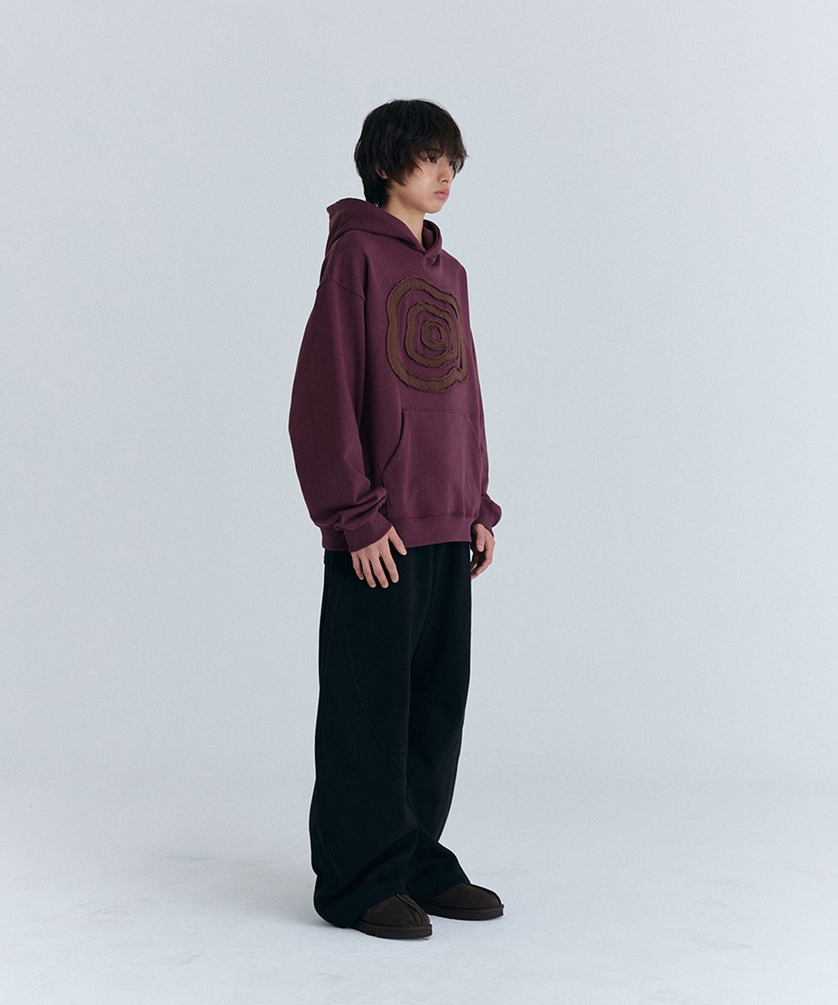 큐로랩(QUROLAB) CLOUD APPLIQUE SWEAT HOODIE(WINE)