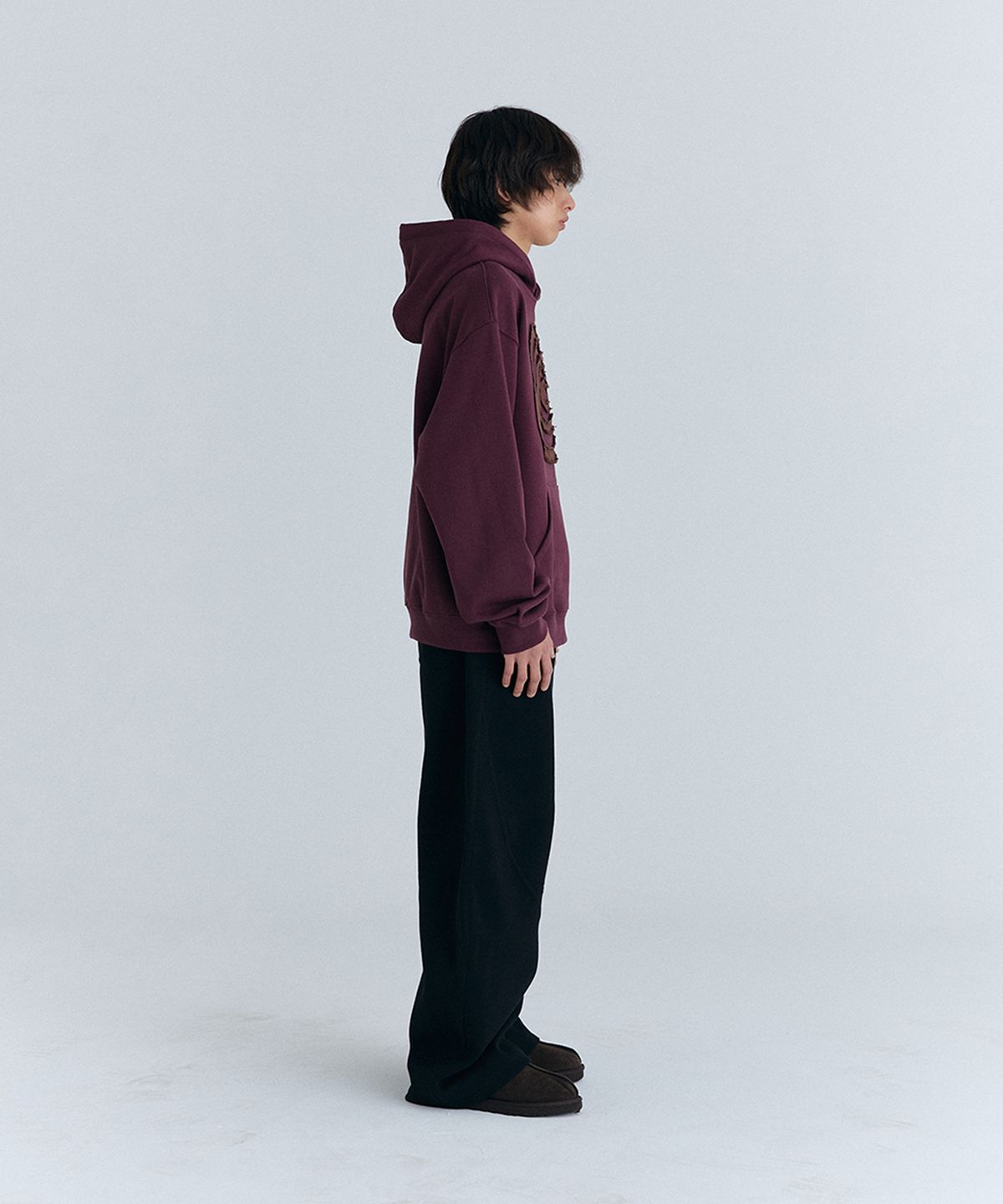 큐로랩(QUROLAB) CLOUD APPLIQUE SWEAT HOODIE(WINE)
