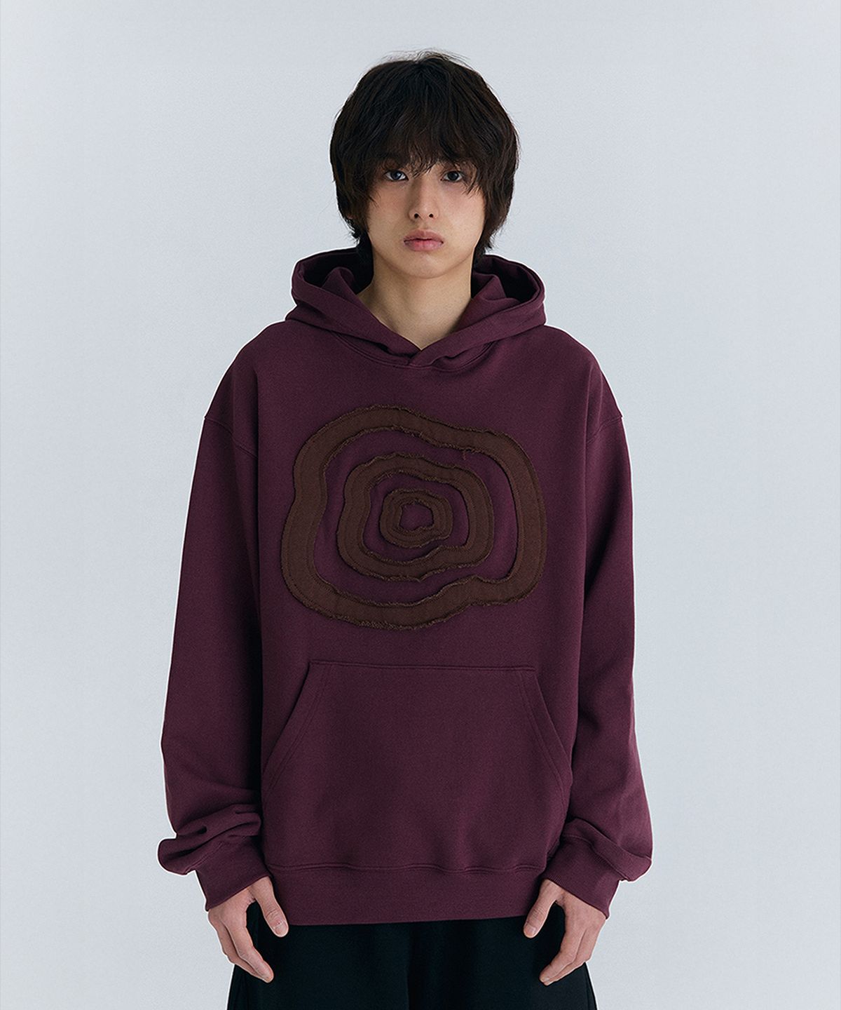 큐로랩(QUROLAB) CLOUD APPLIQUE SWEAT HOODIE(WINE)