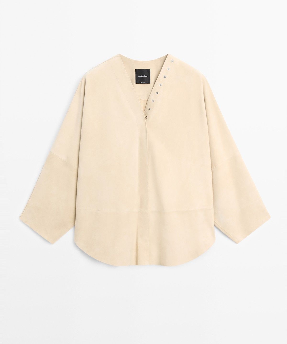 마시모두띠(MASSIMO DUTTI) 스냅 디테일 스웨이드 가죽 셔츠