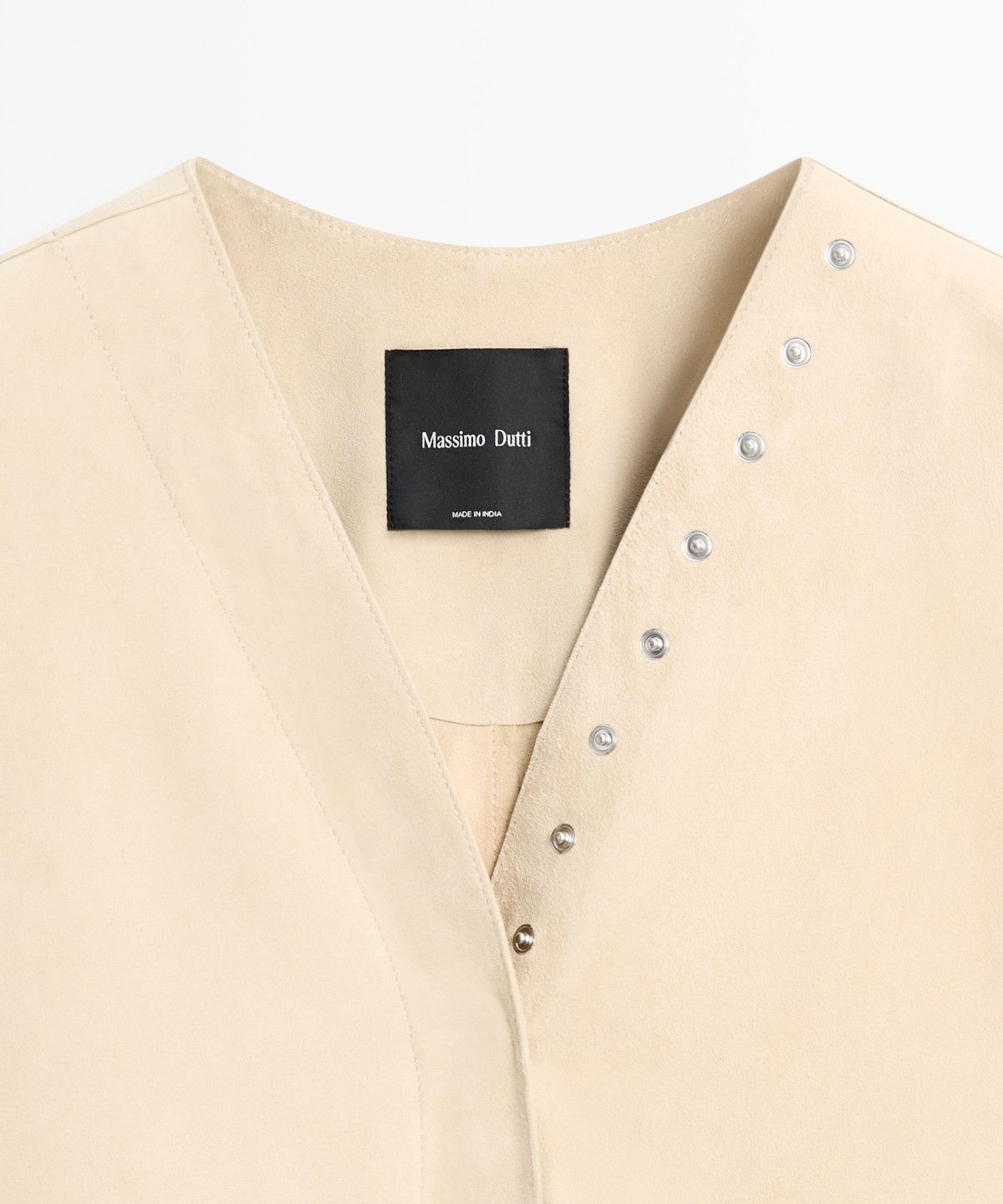 마시모두띠(MASSIMO DUTTI) 스냅 디테일 스웨이드 가죽 셔츠